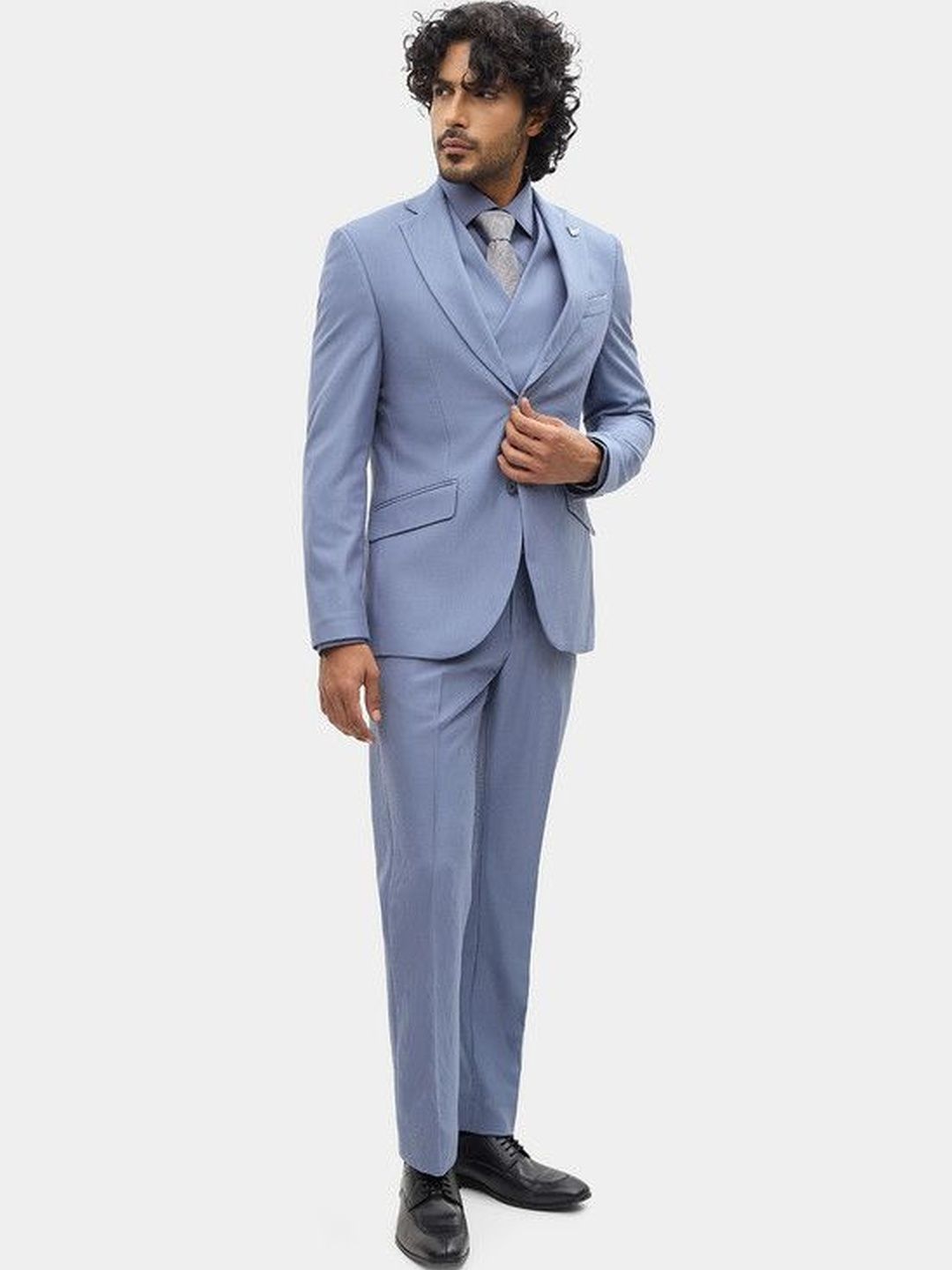 Blackberrys Self Design Slim Fit 3 Piece Suits-picture-21