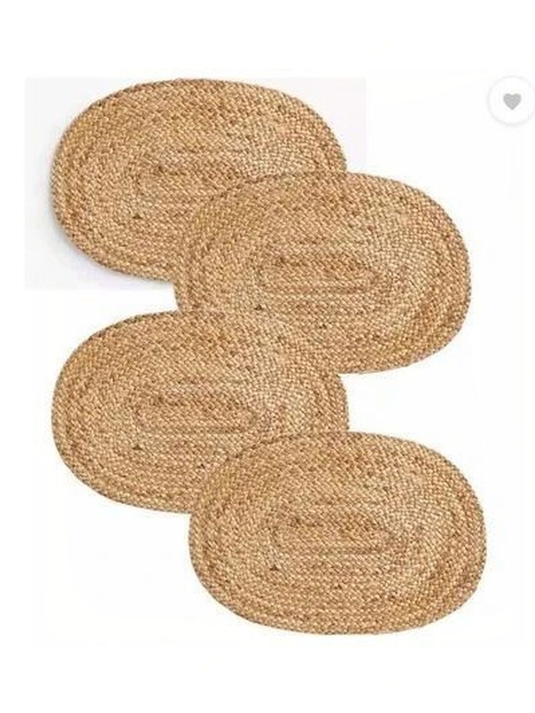 Siya Textiles 4Pcs Beige Textured Jute Oval Table Placemats-image-5