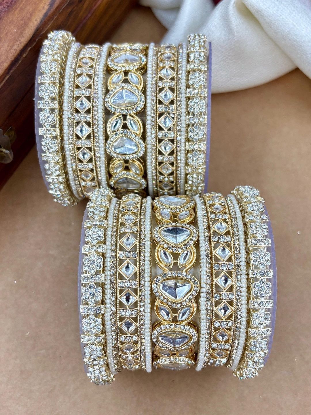 Wedding Chuda by Hitesh Bangles Set of 18 Artificial Stones Bangle-image-12