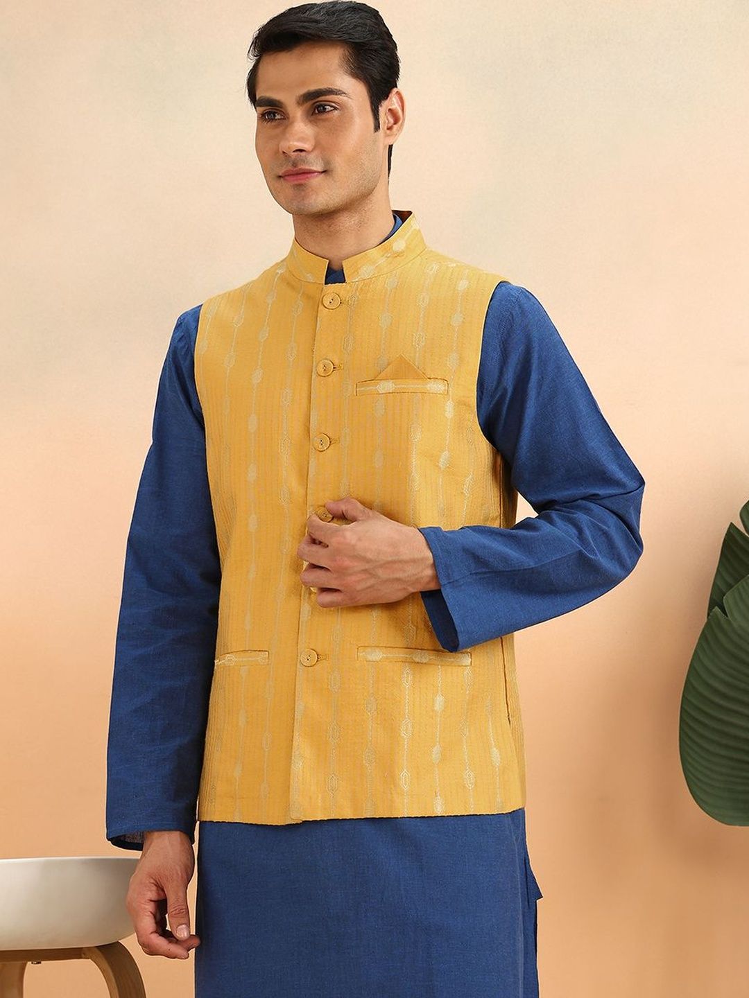 Fabindia Mandarin Collar Nehru Jackets-picture-10