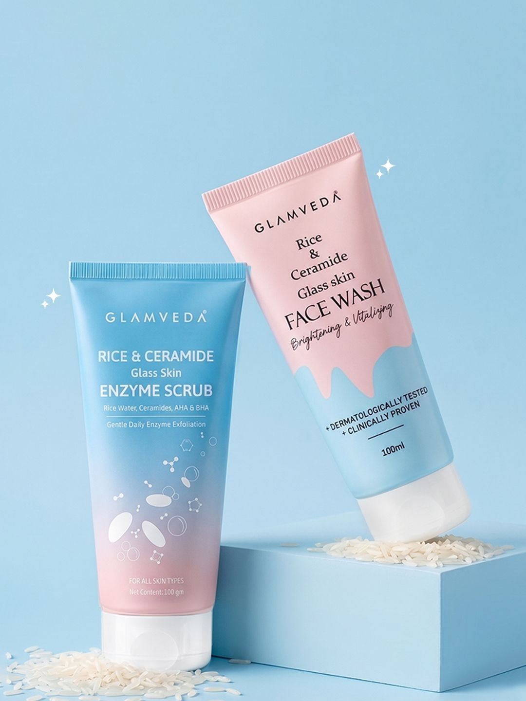 GLAMVEDA Set Of 2 Rice & Ceramide Glass Skin Face Wash & Enzyme Scrub - 100 ml Each-image-20