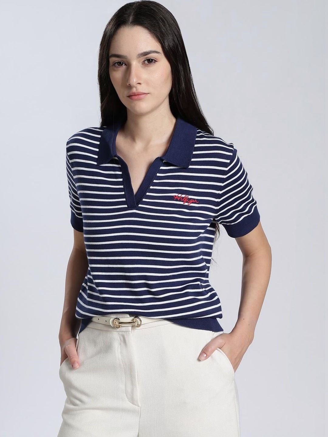 Tommy Hilfiger Women Striped Pullover with Embroidered Detail-picture-33