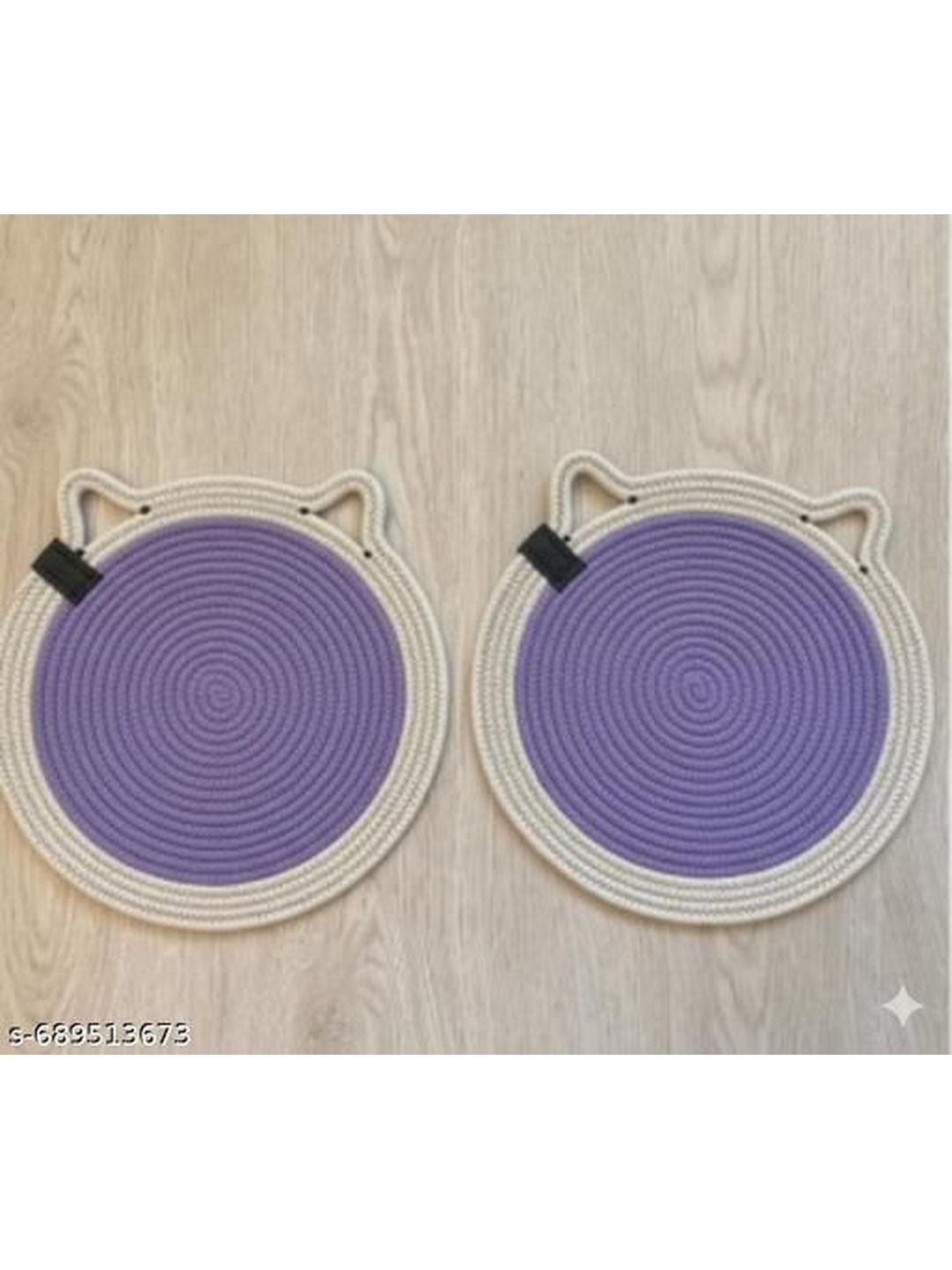Siya Textiles 2 Pieces Purple & White Cotton Round Table Placemats-image-48