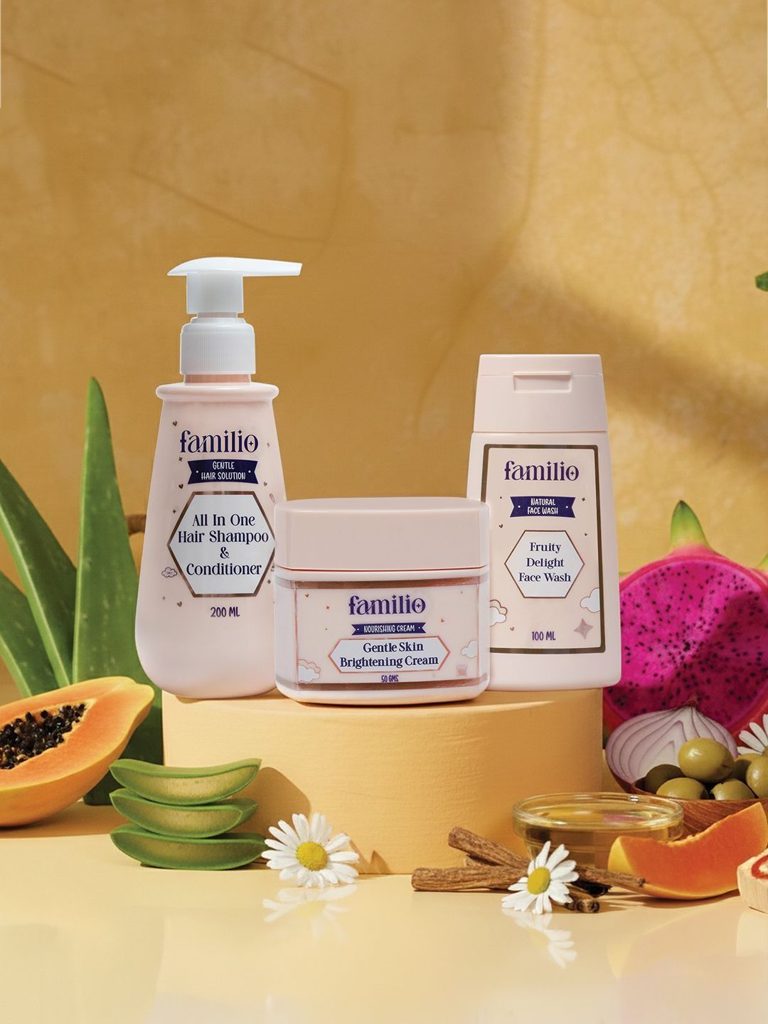 Familio Set Of 3 Anti-Frizz Shampoo Fruity Delight Face Wash & Brightening Cream-image-20