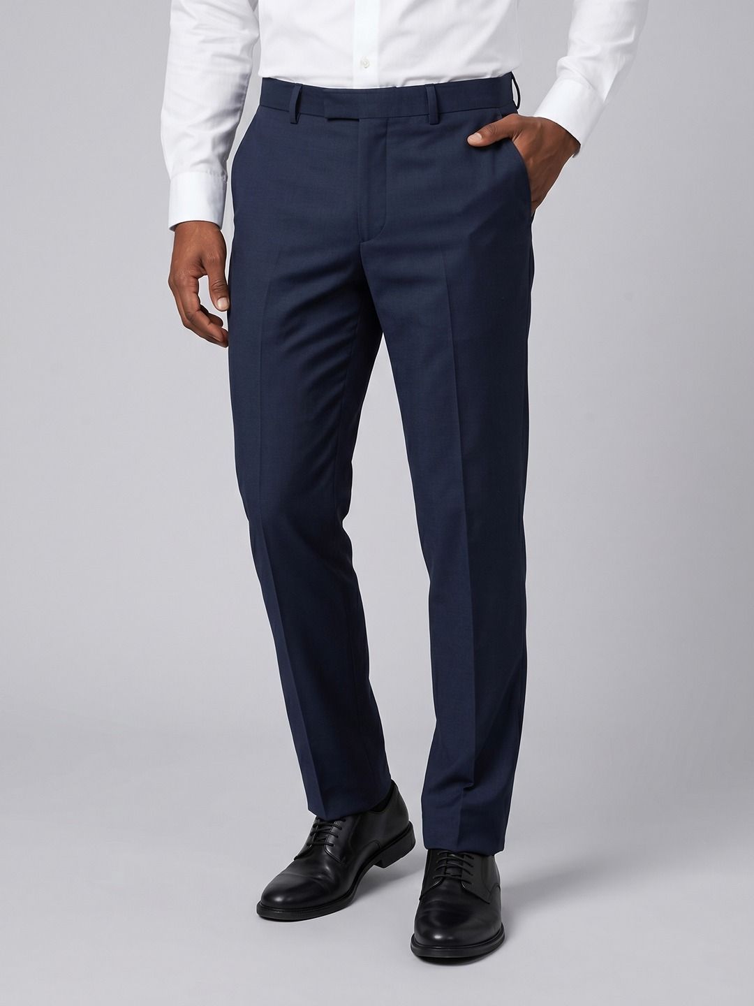 INVICTUS Men Relaxed Slim Fit Mid-Rise Flat-Front Formal Trousers-picture-28