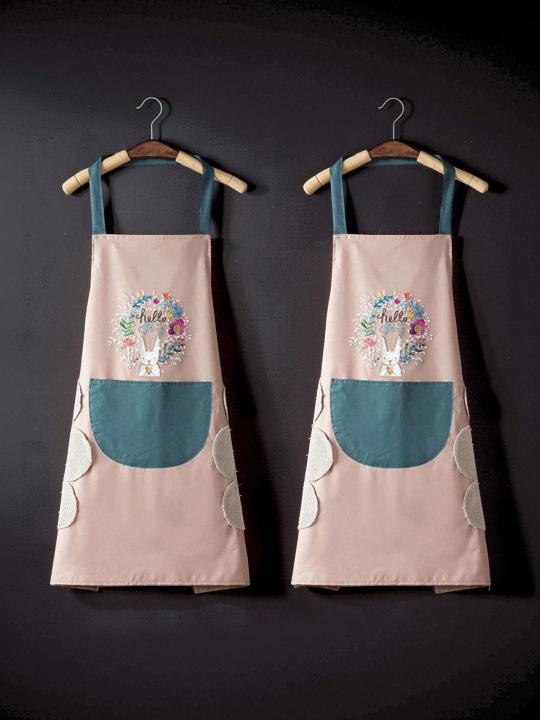 Ashmakam 2 Pcs Pink Printed Water Resistant Aprons-picture-10