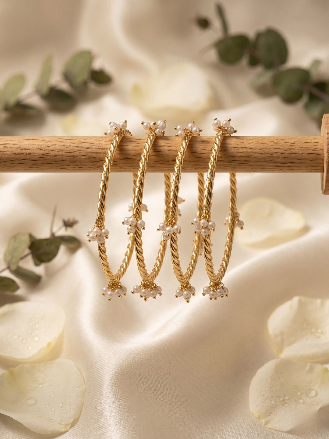 Adwitiya Collection Set of 4 Gold-Plated Stone Studded & Beaded Bangles-picture-51