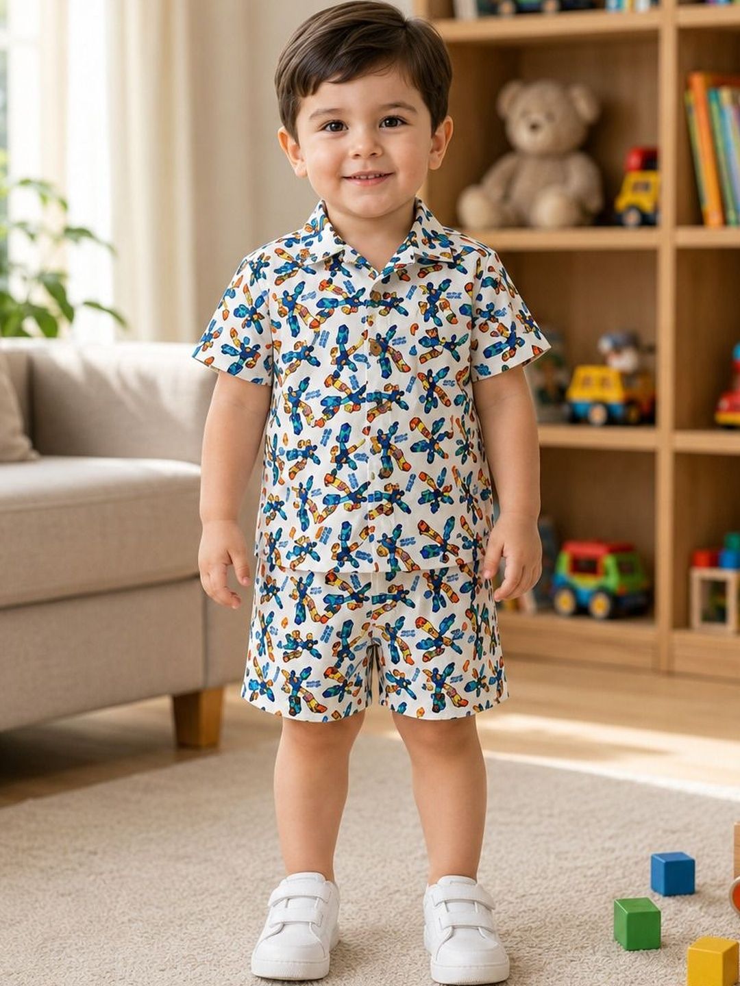 LittleEllie & Co. Cotton Printed Shirt with Shorts-picture-42