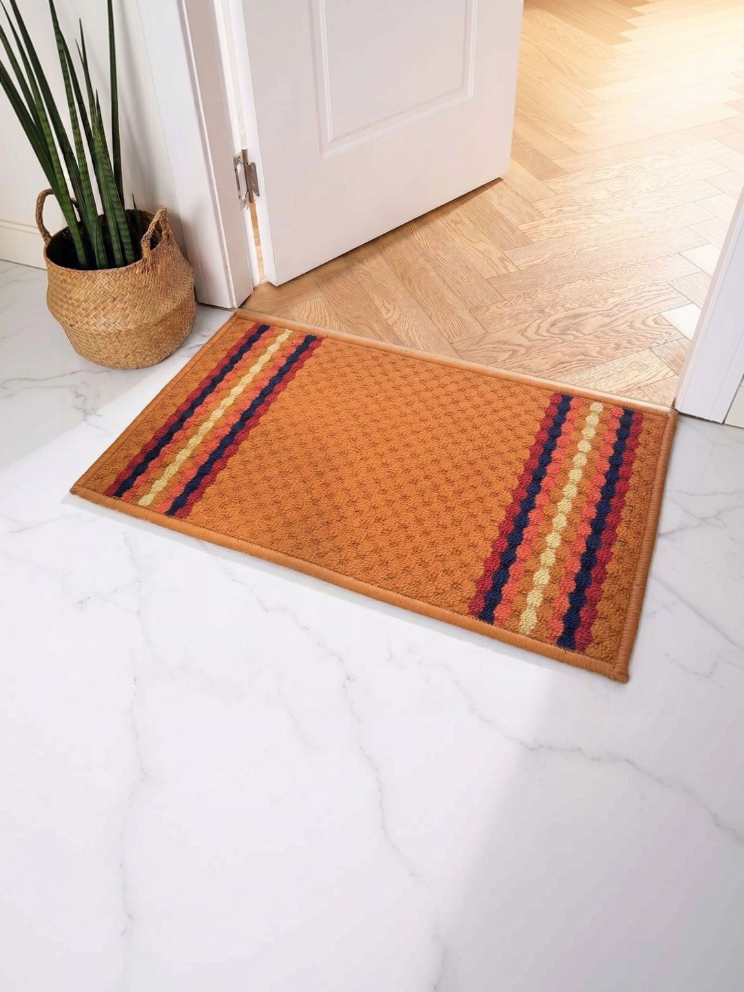 Athom Living Beige & Maroon Patterned Anti-Skid Doormat-image-34