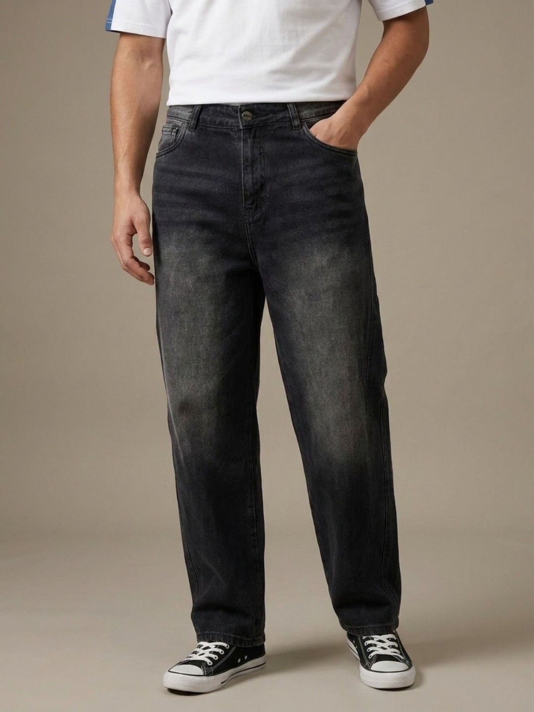 glitchez MenBaggy Fit Mid-Rise Light Fade Stretchable Jeans-picture-24