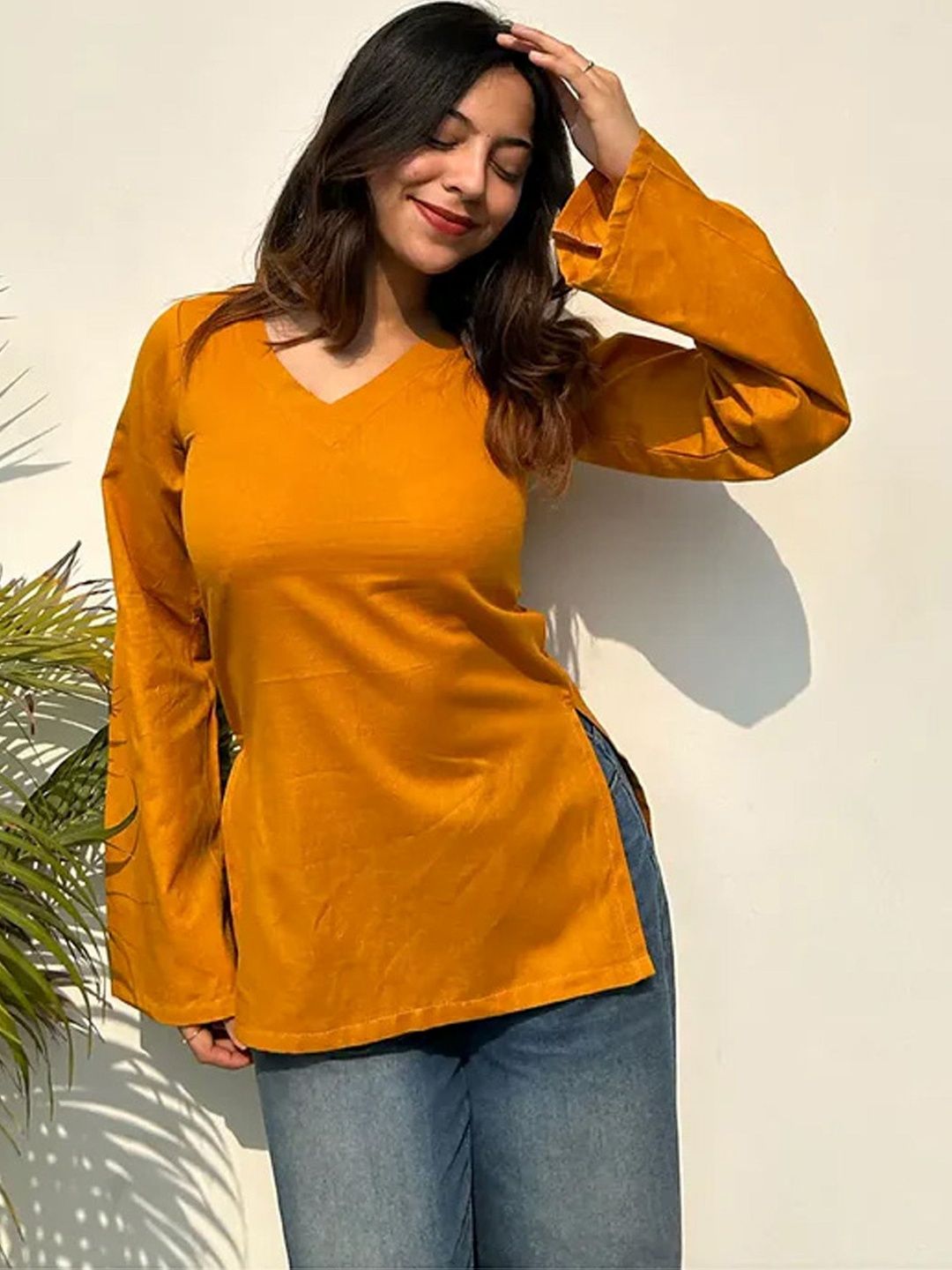 Light Daisy Bell Sleeve Cotton Top-picture-45