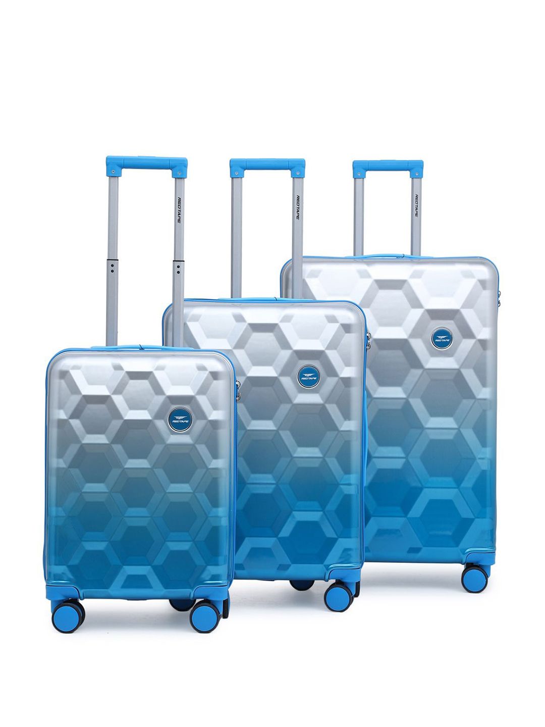 Red Tape Set of 3 Geometric 360-Degree Rotation Non-Padded Trolley Bag-picture-44