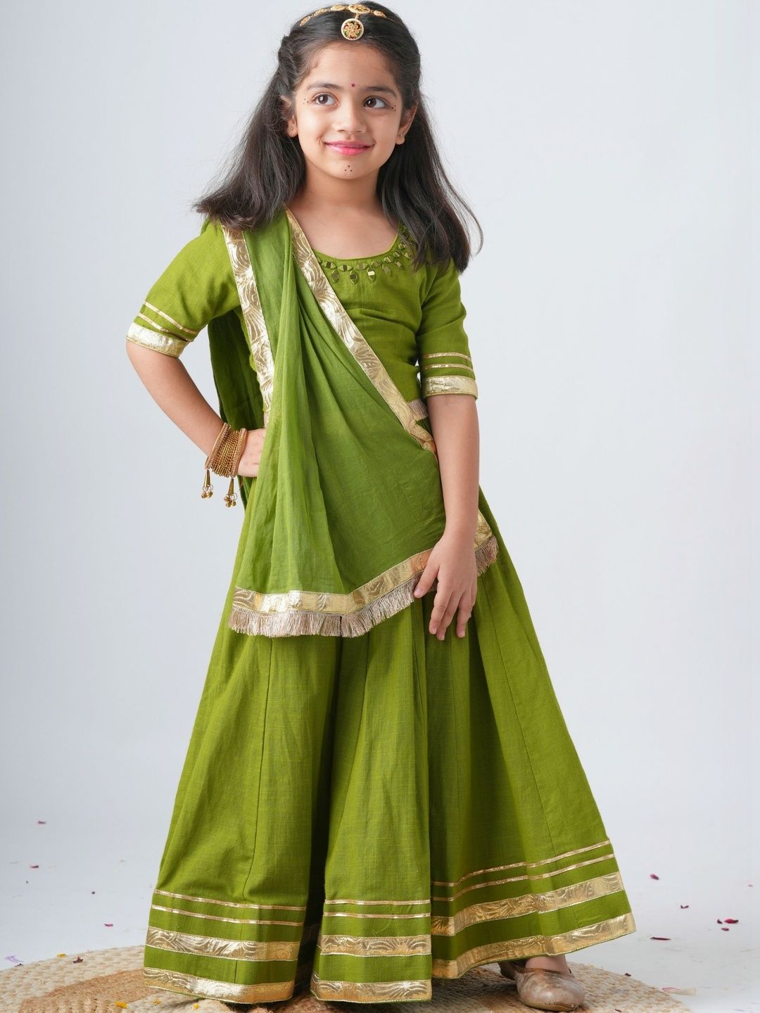 Peekaaboo Kids Girls Embellished Ready to Wear Lehenga & Blouse With Dupatta-image-14