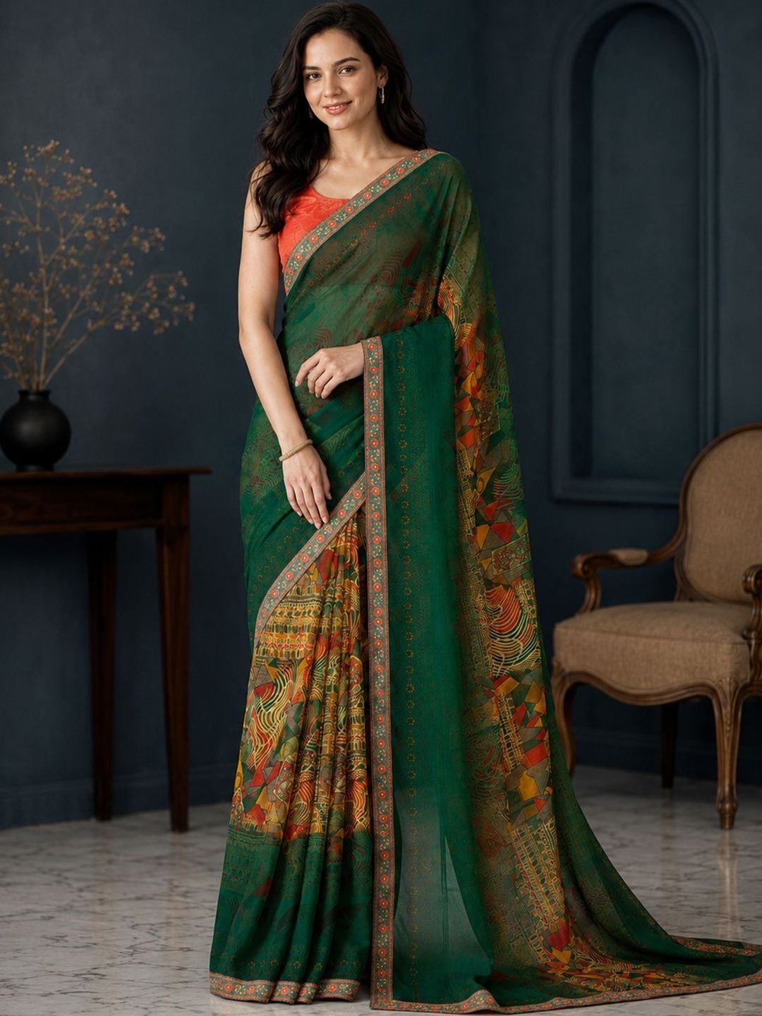 Anouk Rustic Poly Georgette Designer Saree-image-44