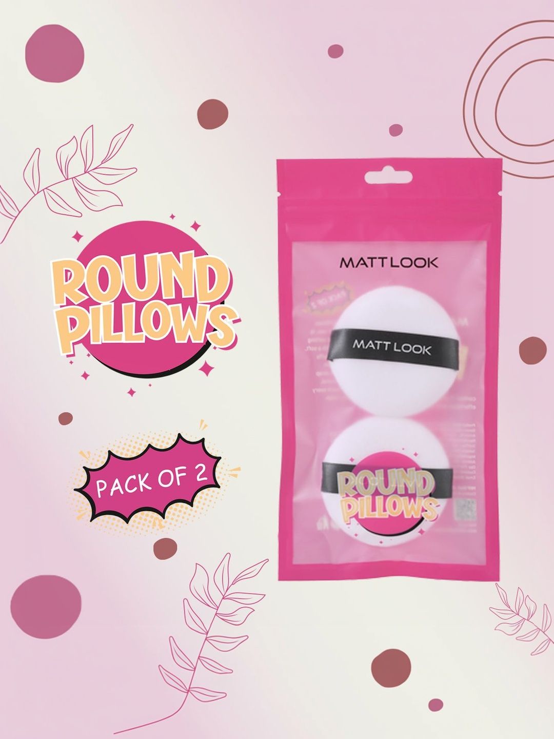 MATTLOOK Set Of 2 Round Pillows Powder Puff-picture-28