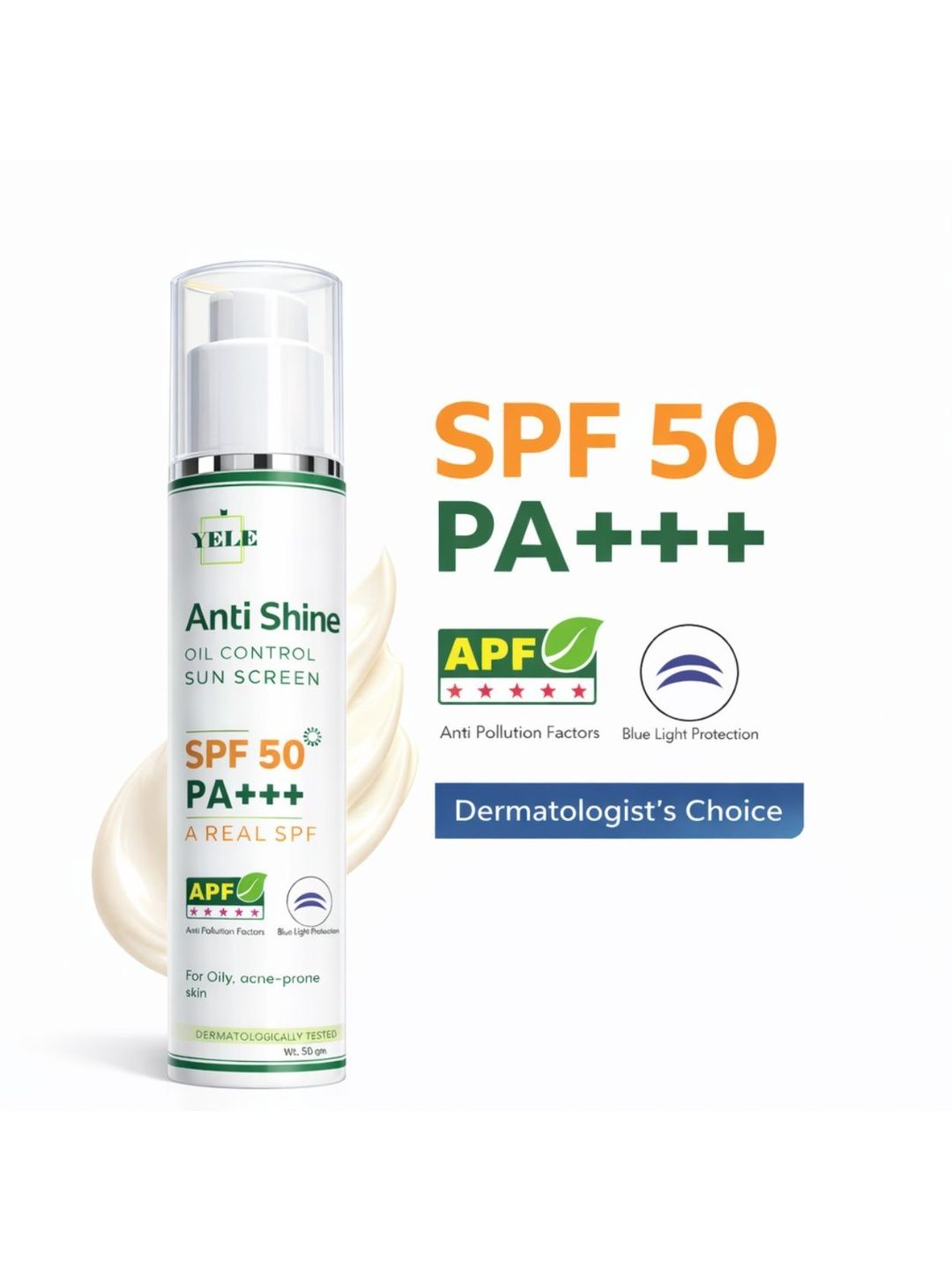 YELE PERFUMES SPF 50 PA+++ Anti Shine Oil Control Sunscreen - 50 g-image-22