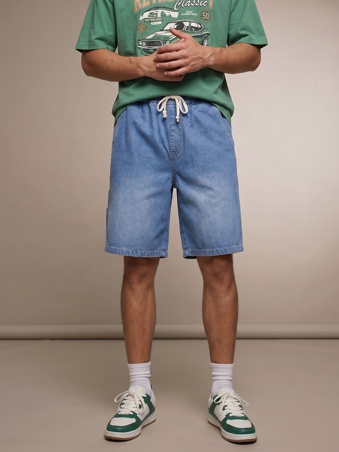 glitchez Men Relaxed Fit Denim Shorts-image-11