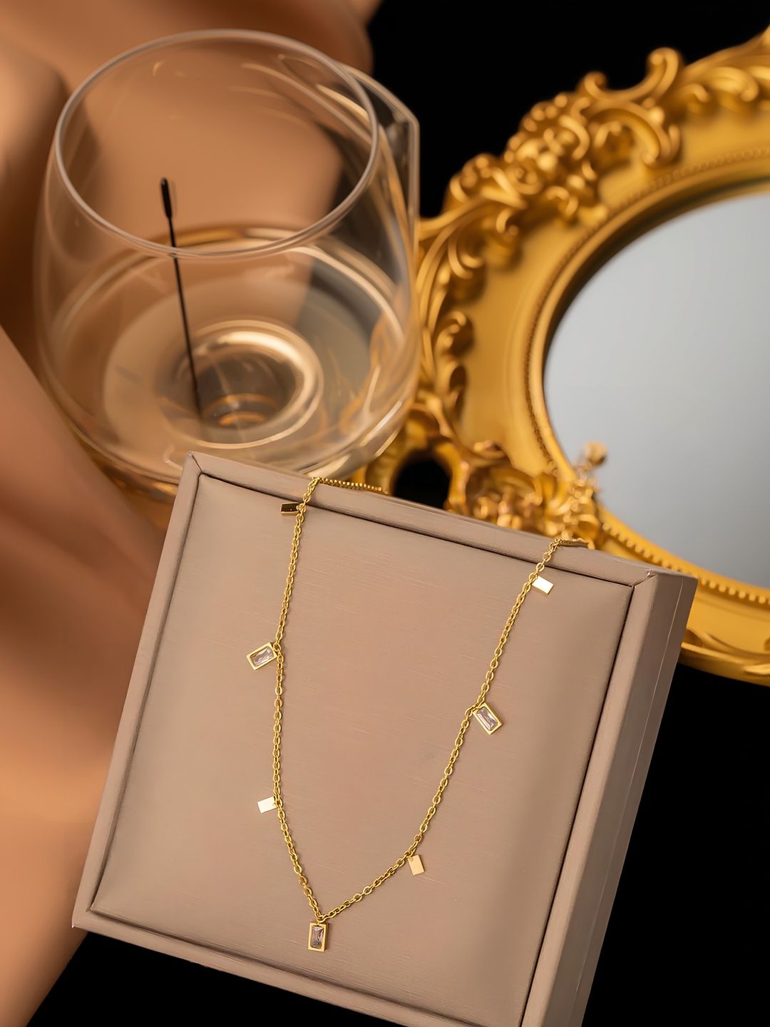 KARISHMA KREATIONS Stainless Steel Gold-Plated Minimal Necklace-picture-49