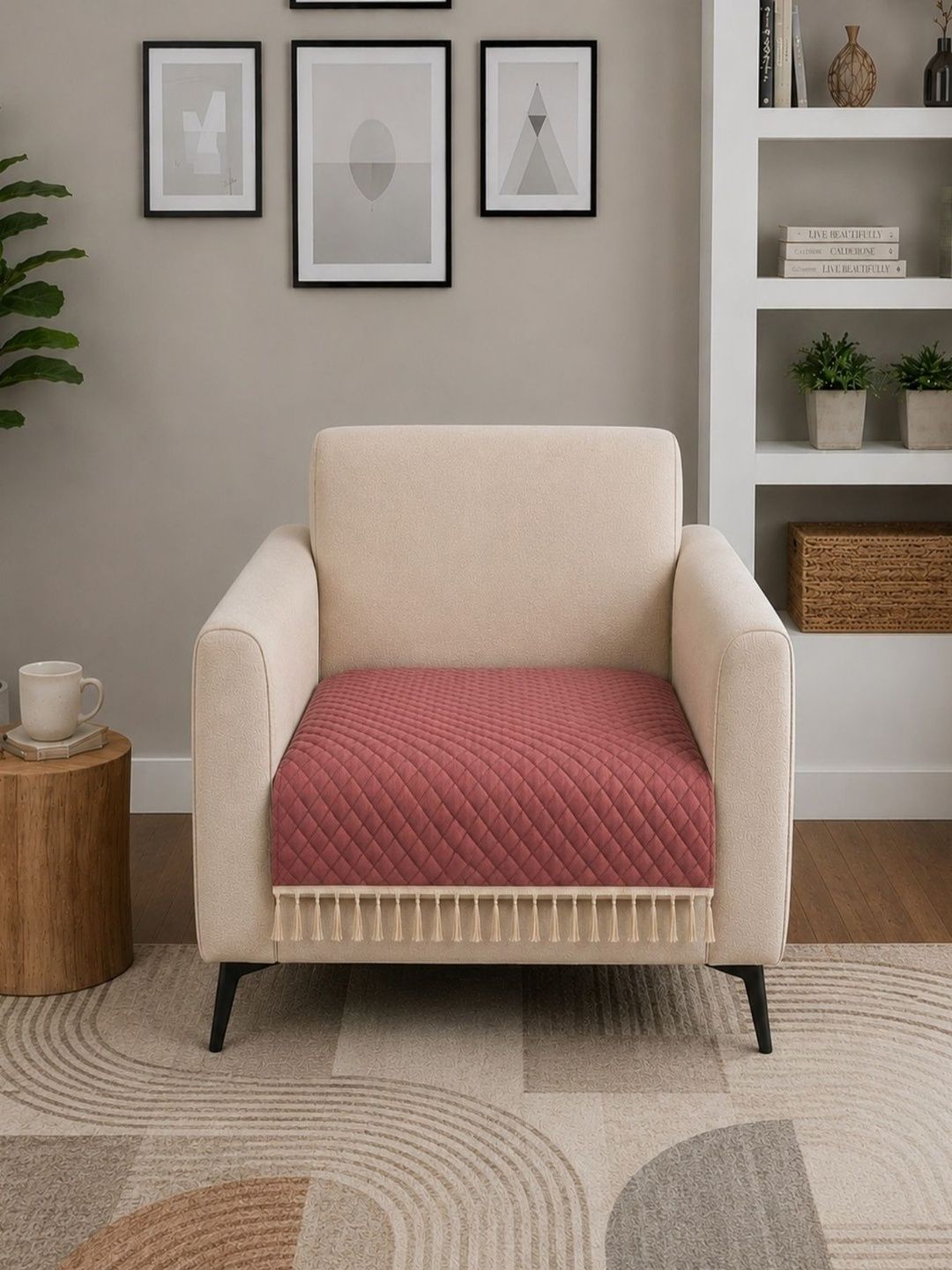 Homefab India Rust 1 Piece Sofa Cover Without Arms-image-6