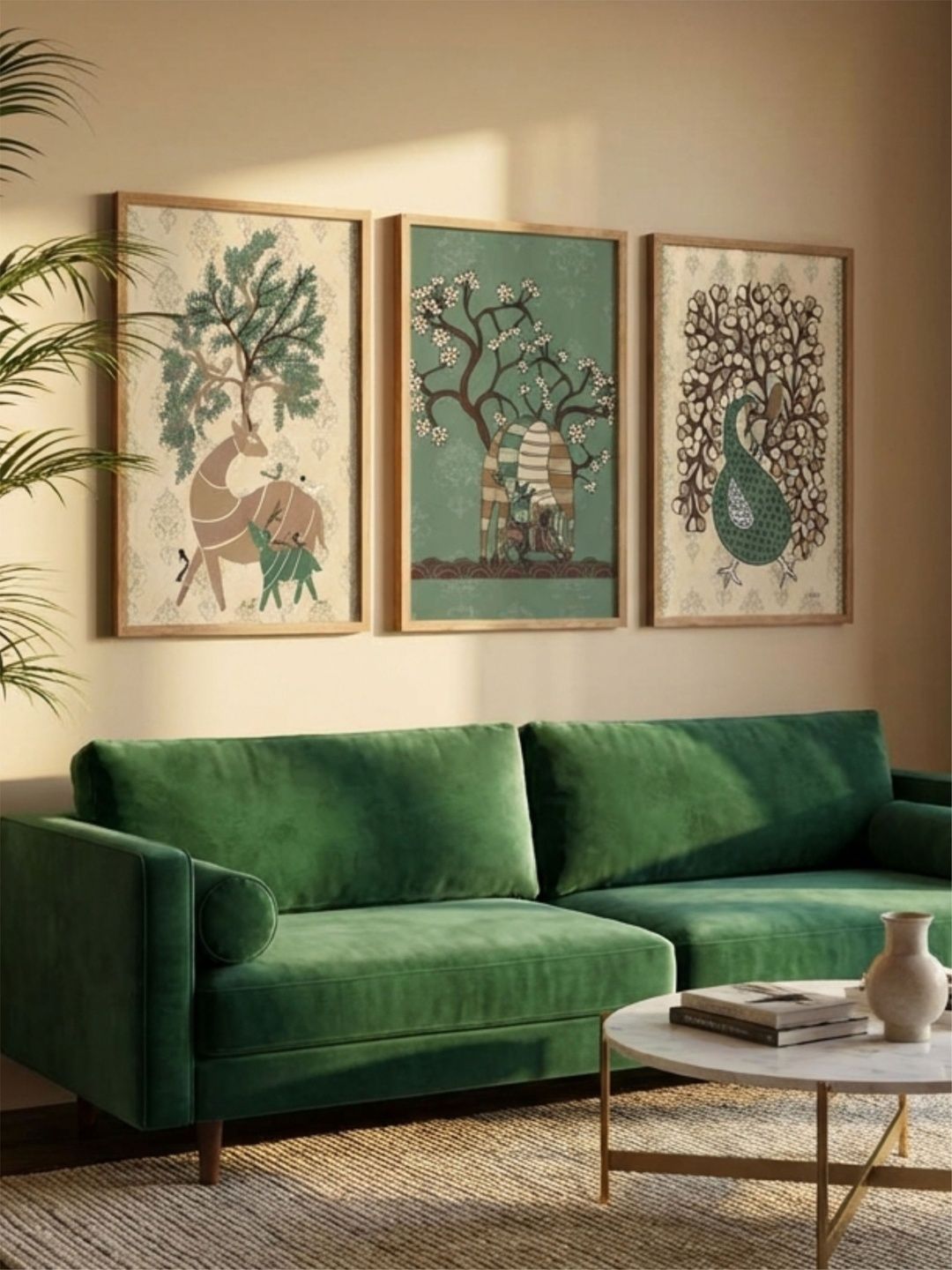 Aura Green 3 Pieces MDF Other Wall Paintings-picture-53