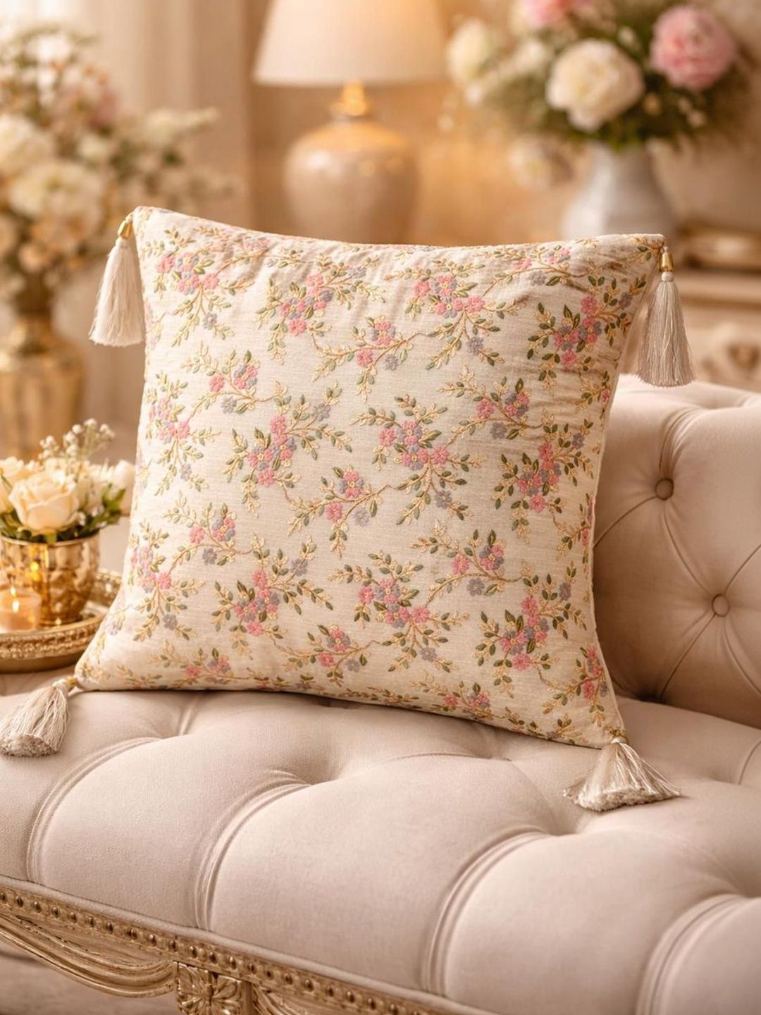 MONKDECOR Multicoloured Floral Square Cushion Covers-image-36