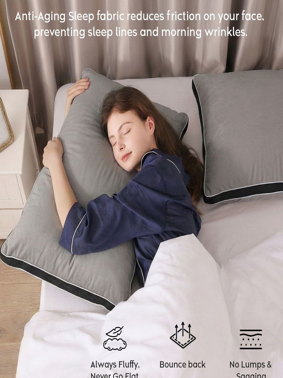 AYKA Grey Fibre Filled Cotton Pillow-picture-3