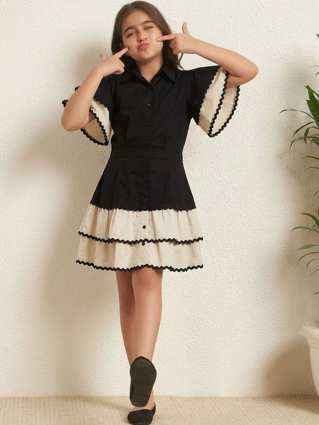 Bugandbees Ruffled Cotton Solid Top with Skirt-picture-37