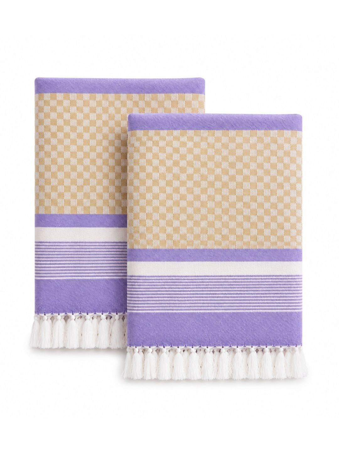 Ethazh Beige & Purple 2 Bamboo 250 GSM Bath Towel-image-5