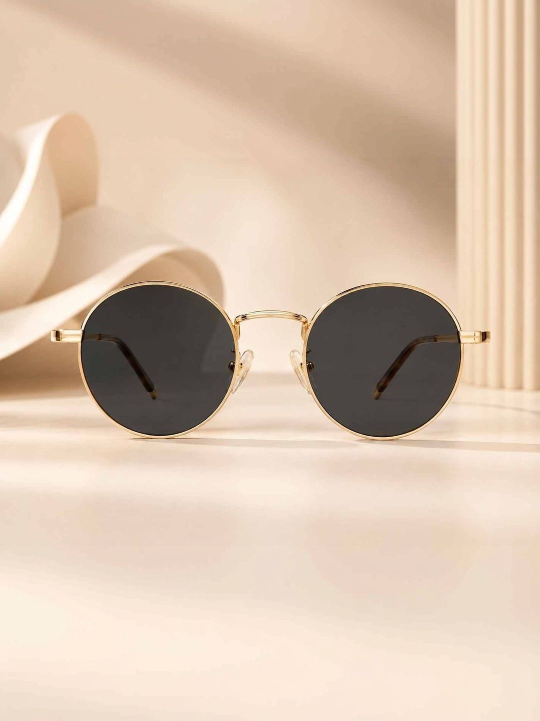 HIPE Women Black Lens & Gold-Toned Round Sunglasses with-image-42