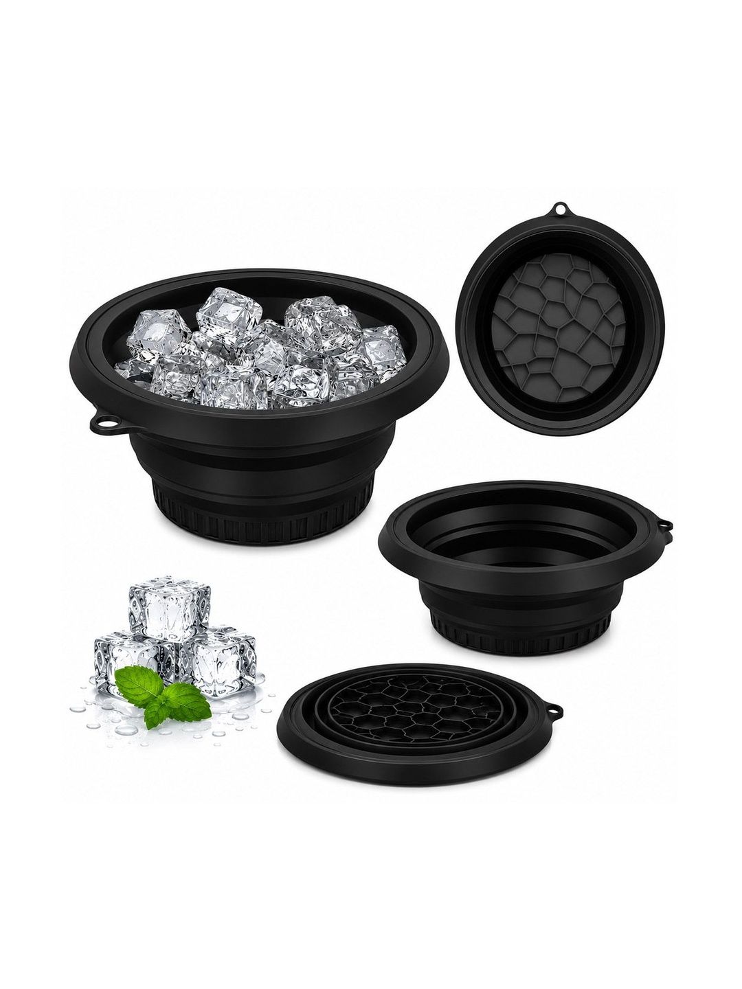 Adbeni Black Textured Rubber Bath Accessories Set-picture-54