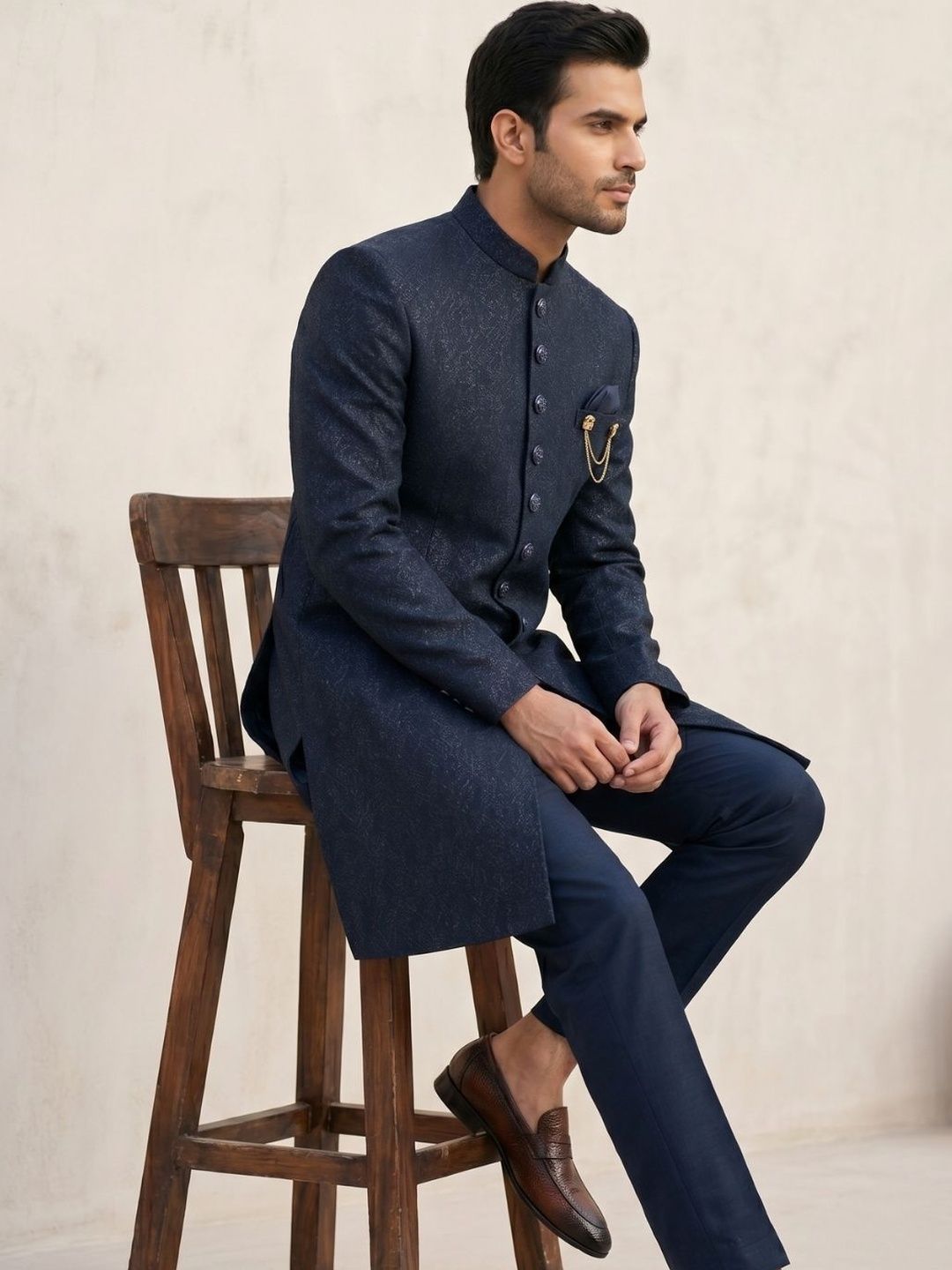 TRIANGLE Triangle Jodhpuri Self-Designed Sherwani-picture-22