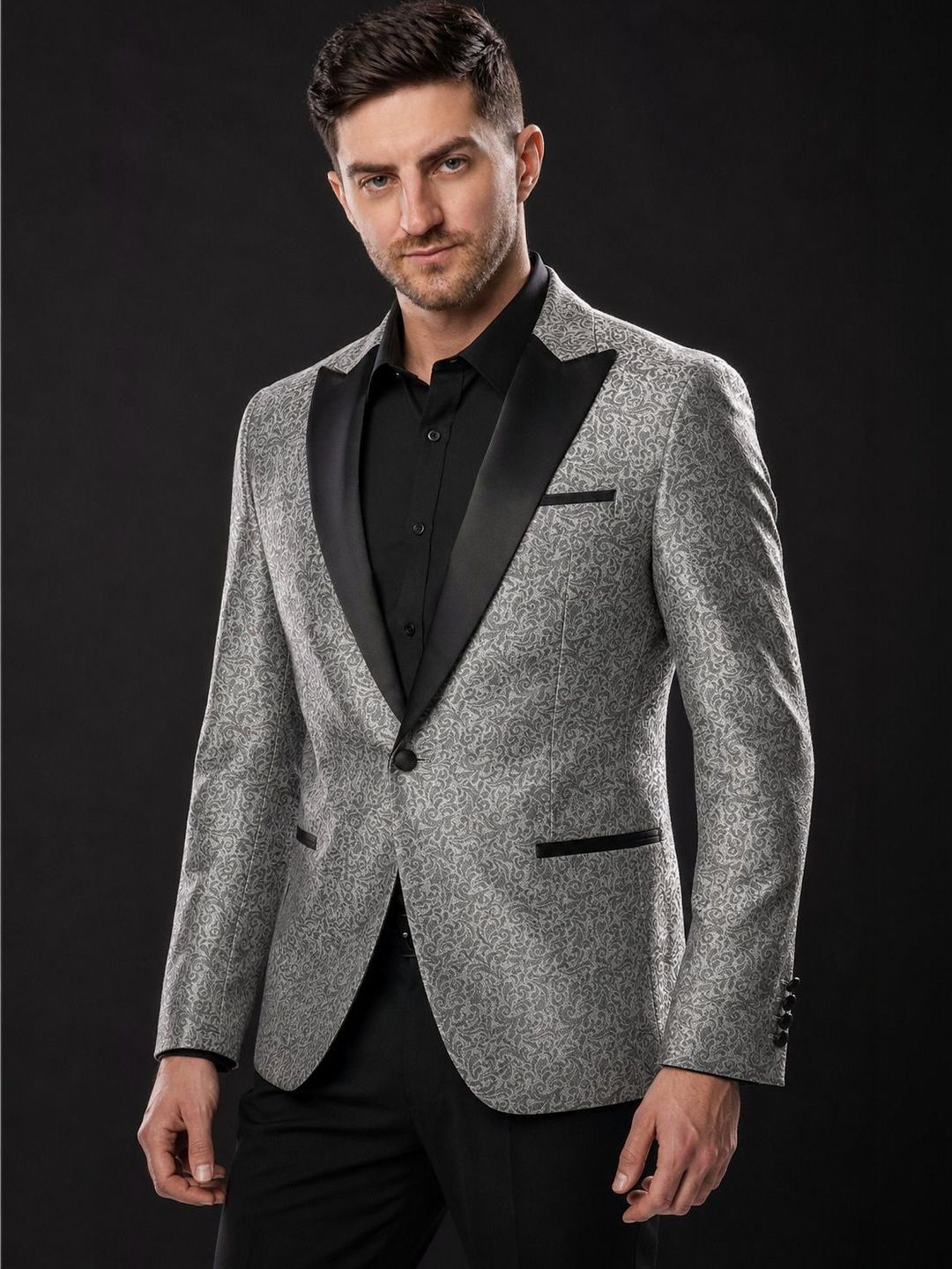 Integration Self Design Single-Breasted Slim Fit Blazers-picture-33