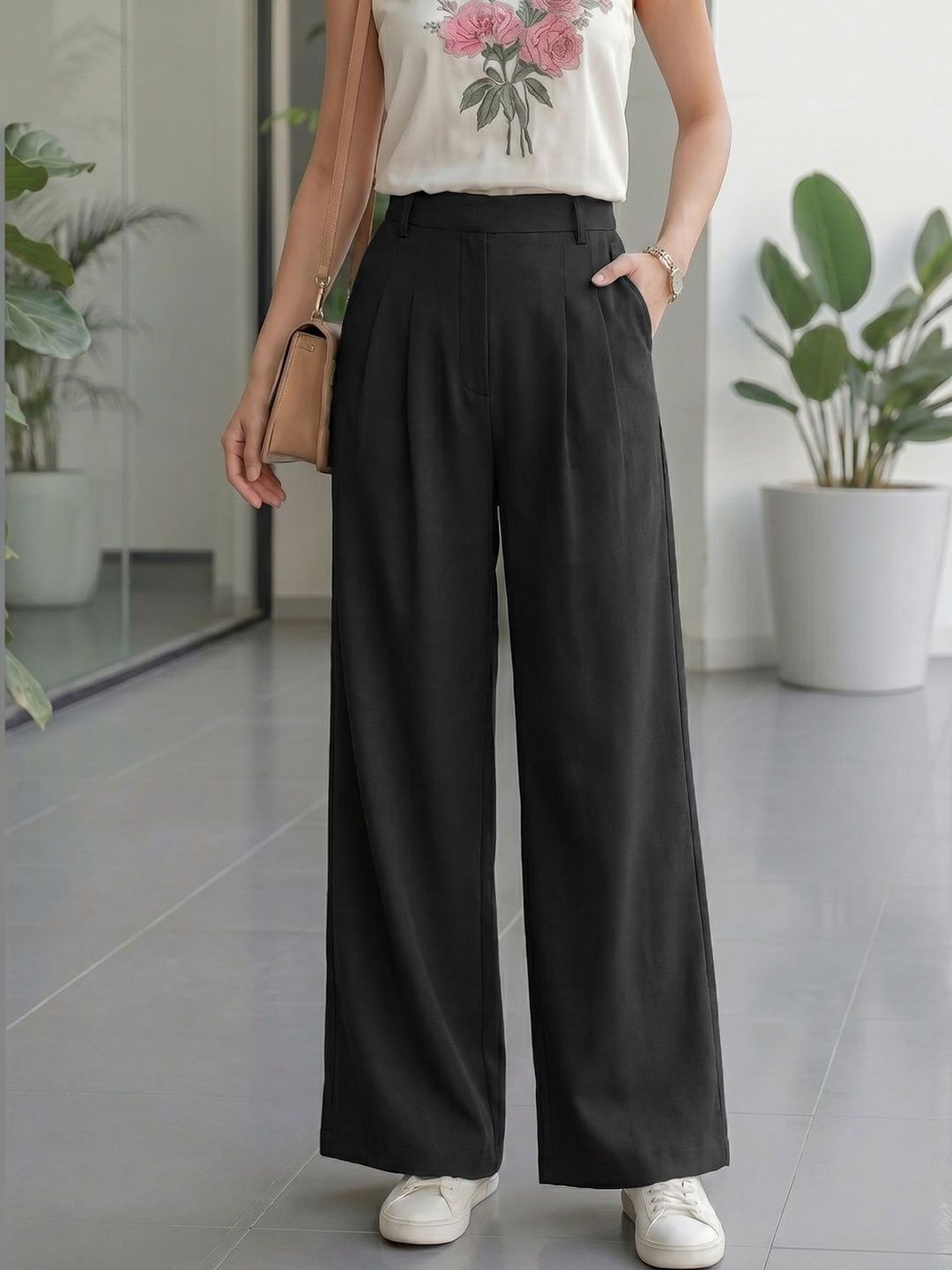 DTR FASHION Women Comfort High-Rise Pleated Trousers-picture-41
