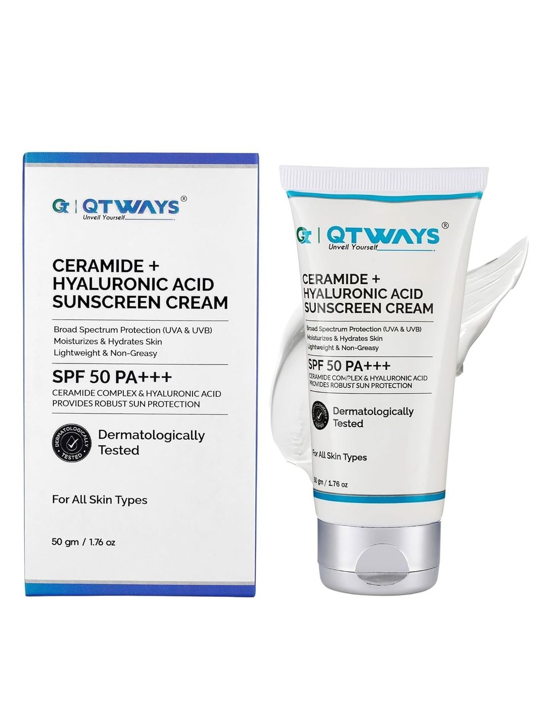 QTways Ceramide + Hyaluronic Acid Sunscreen SPF 50 PA+++ - 50 g-picture-47