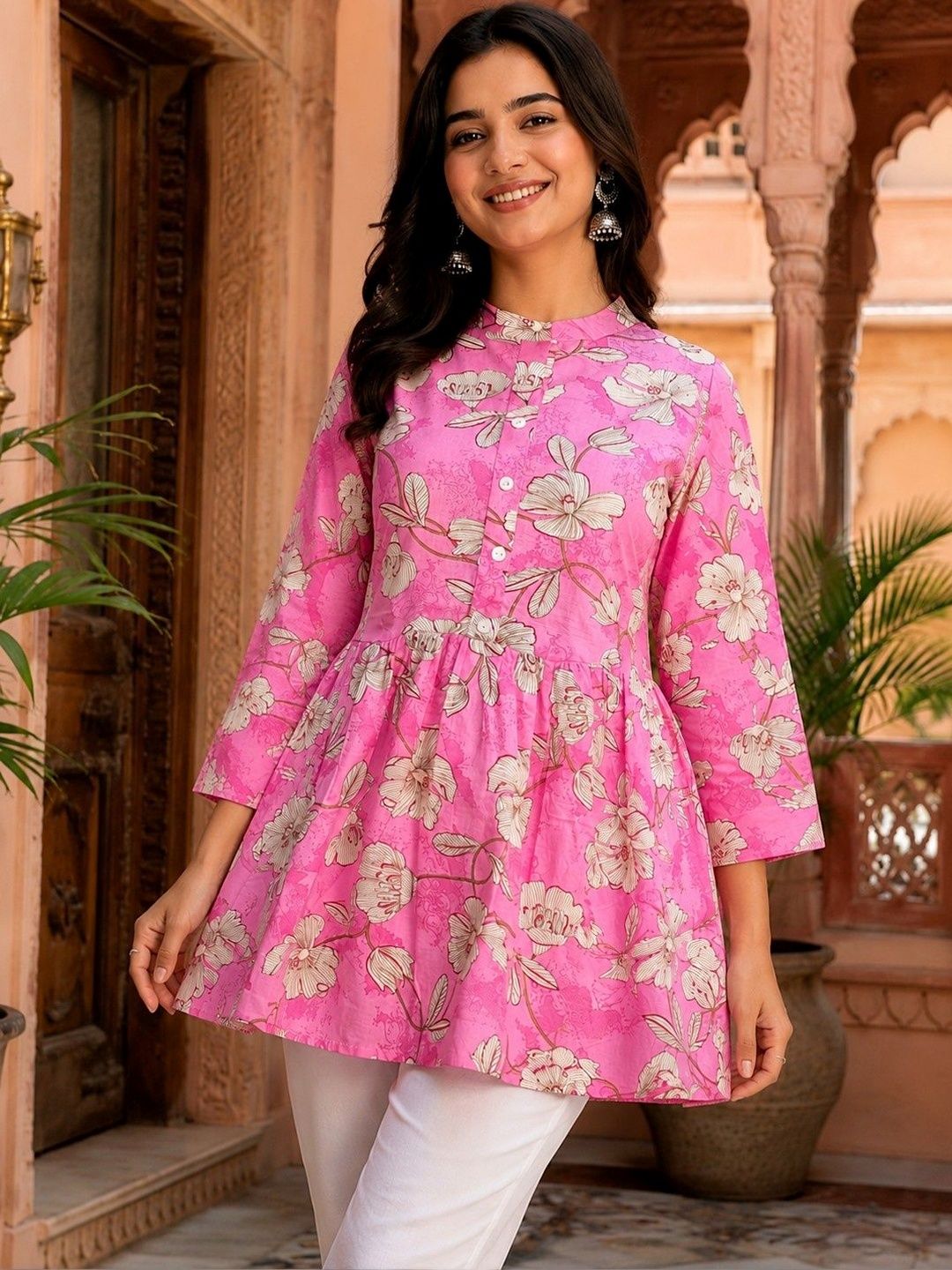 all about you Floral Printed Pure Cotton Blend Empire Kurti-picture-11