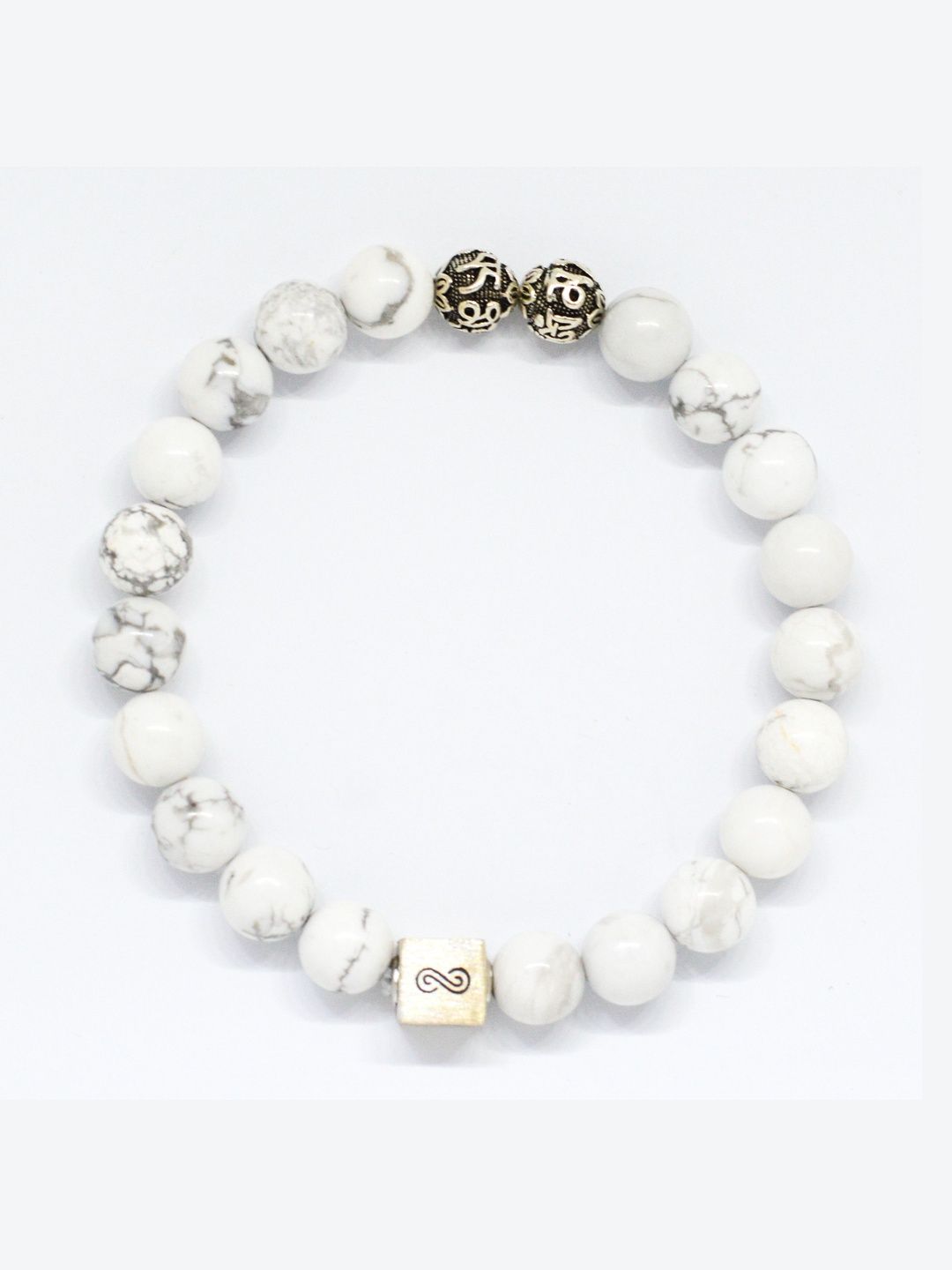 MYSTICFLAVIA Unisex White Howlite Sterling Silver Crystals Bracelet-image-39