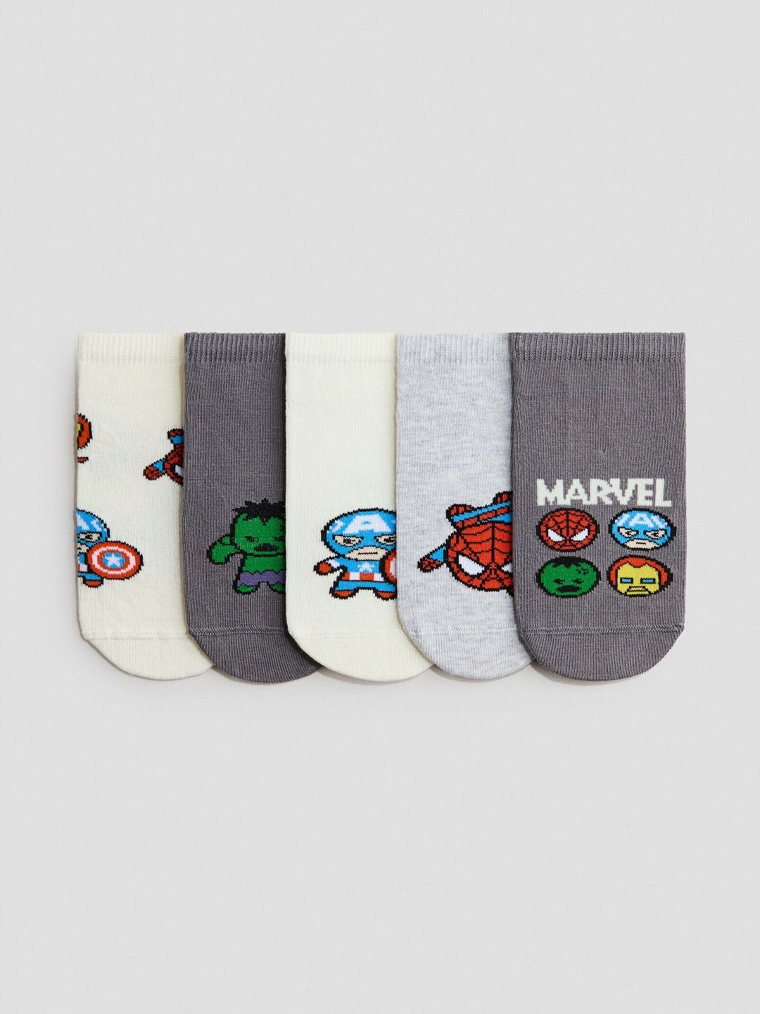 H&M Boys Pack of 5 Cotton Patterned Ankle Length Socks-picture-29