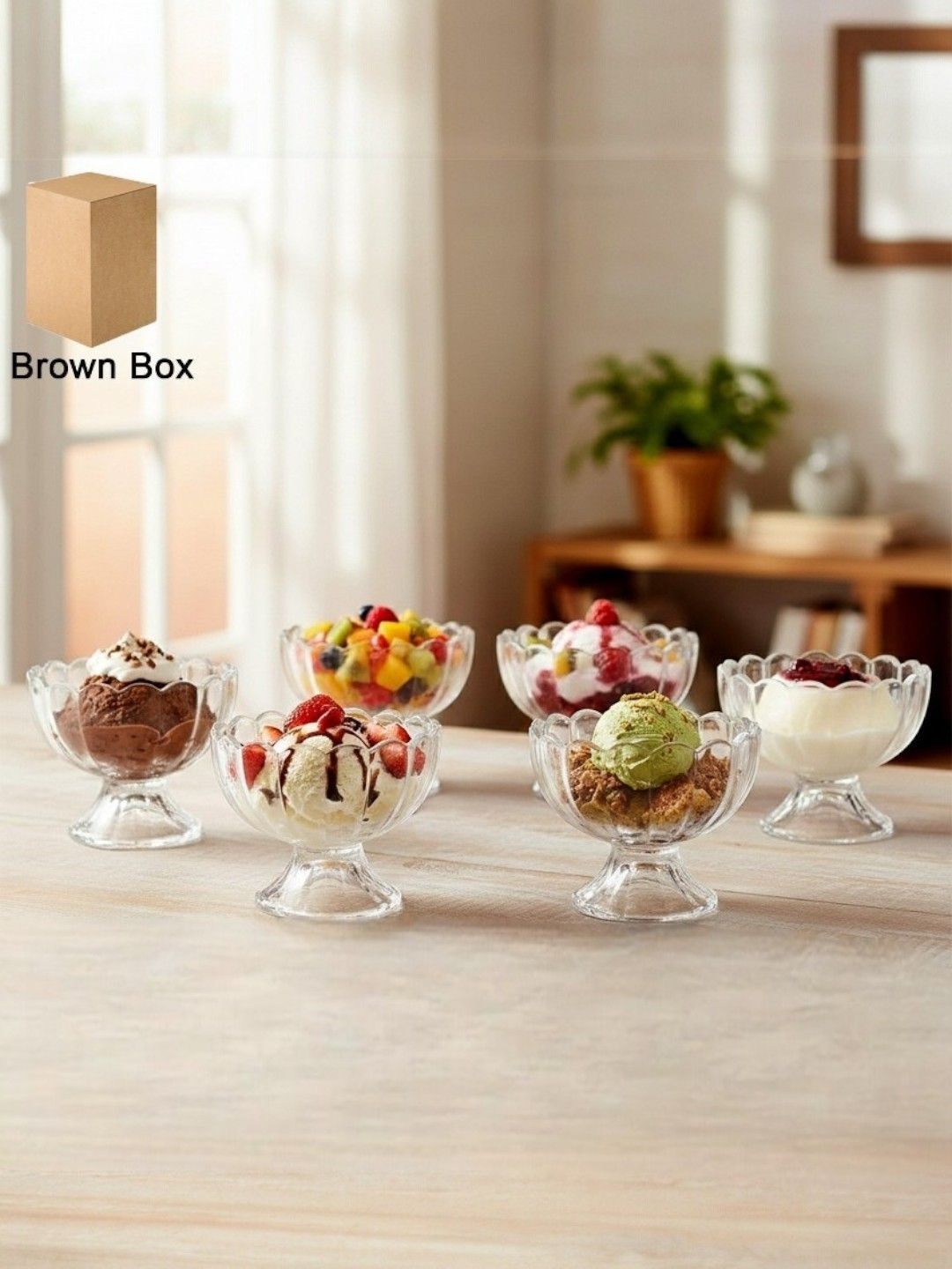 DeoDap Textured Glass 6-Pcs Dessert Serving Bowls-picture-18