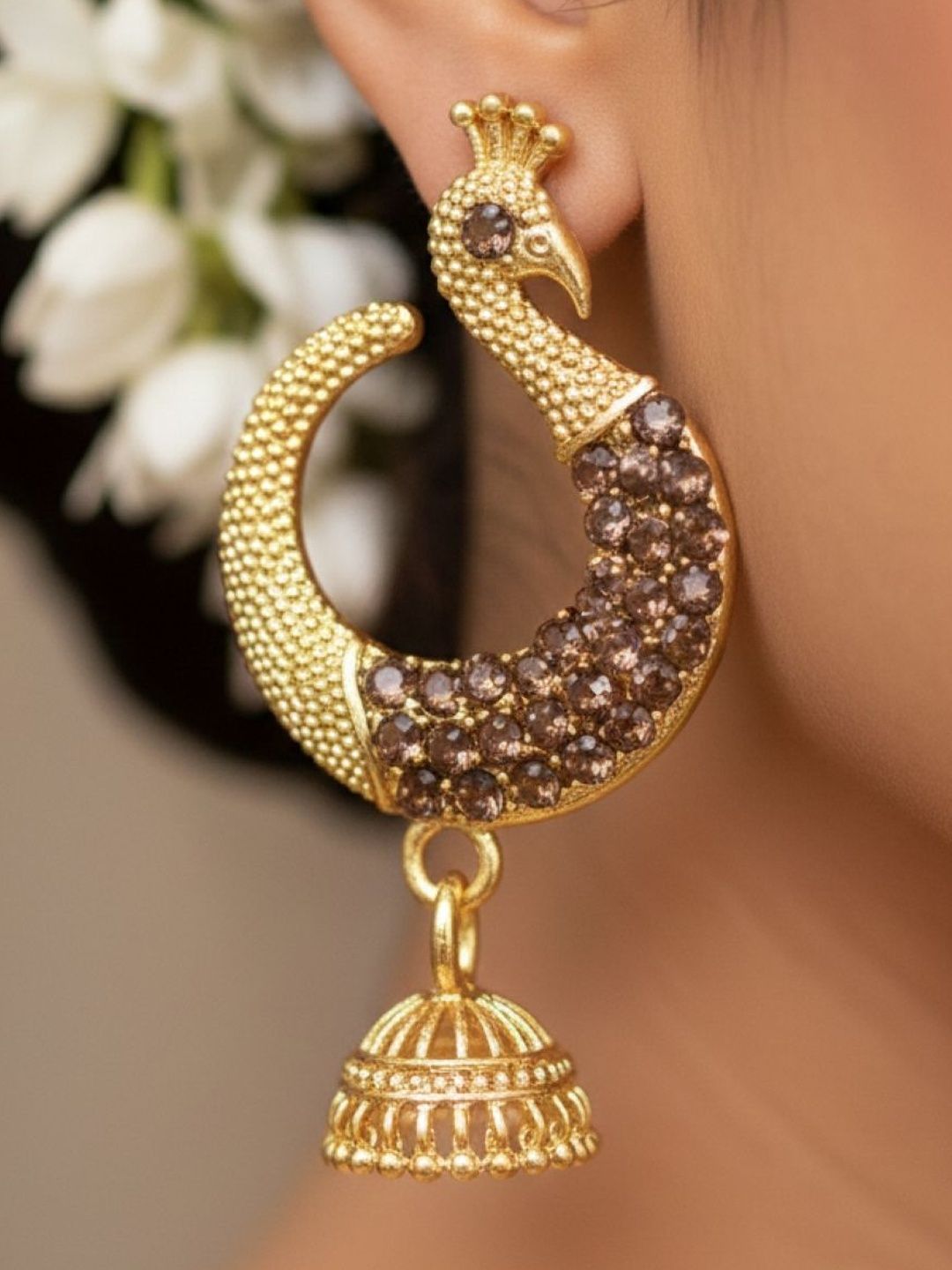 SZN Peacock Shaped Drop Earrings-picture-46