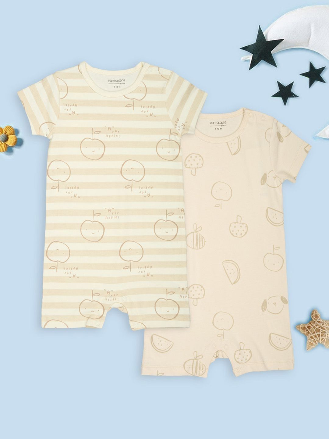 Pantaloons Baby Infant Girls Pack Of 2 Printed Round Neck Rompers-image-22