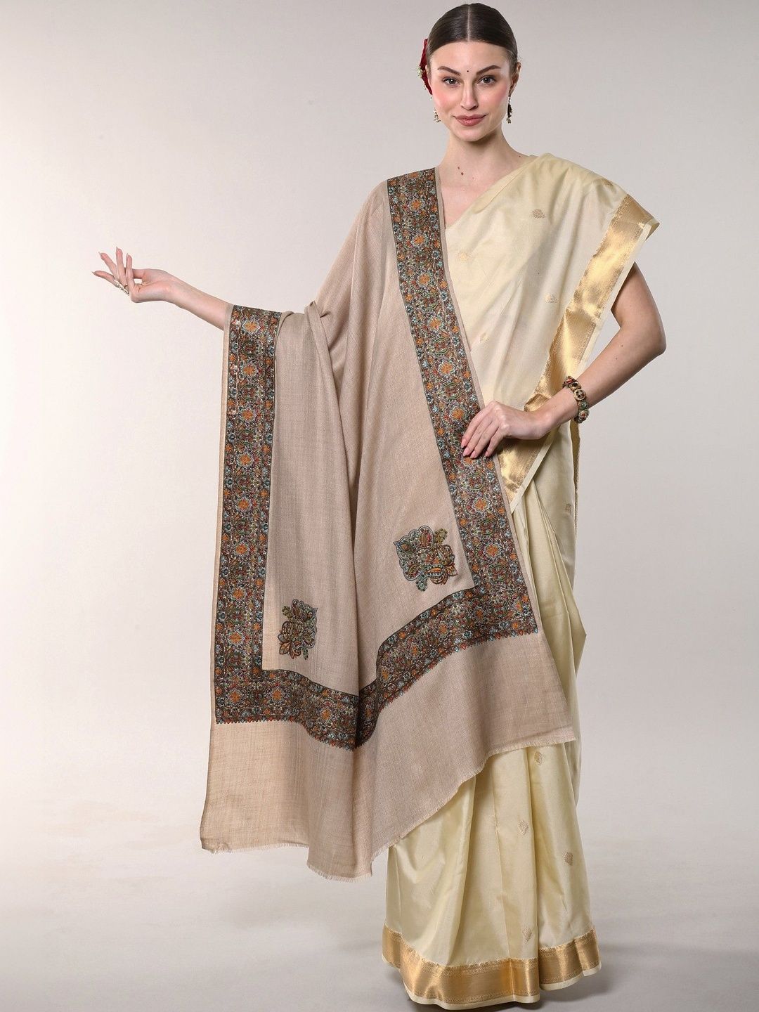Exotic India Women Floral Embroidered Shawl-picture-33