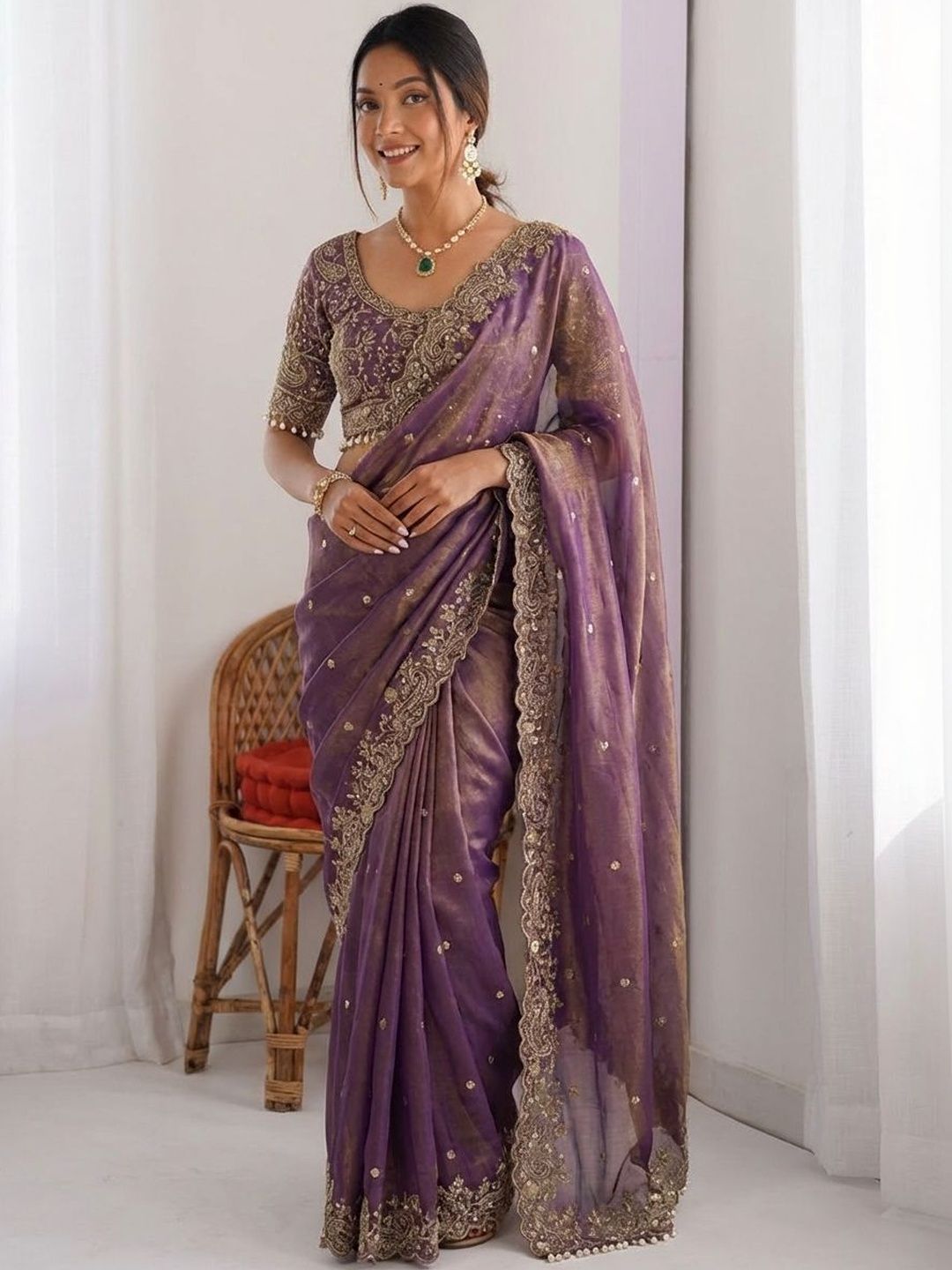 Kalista Embellished Zari Satin Heavy Work Sarees-picture-49