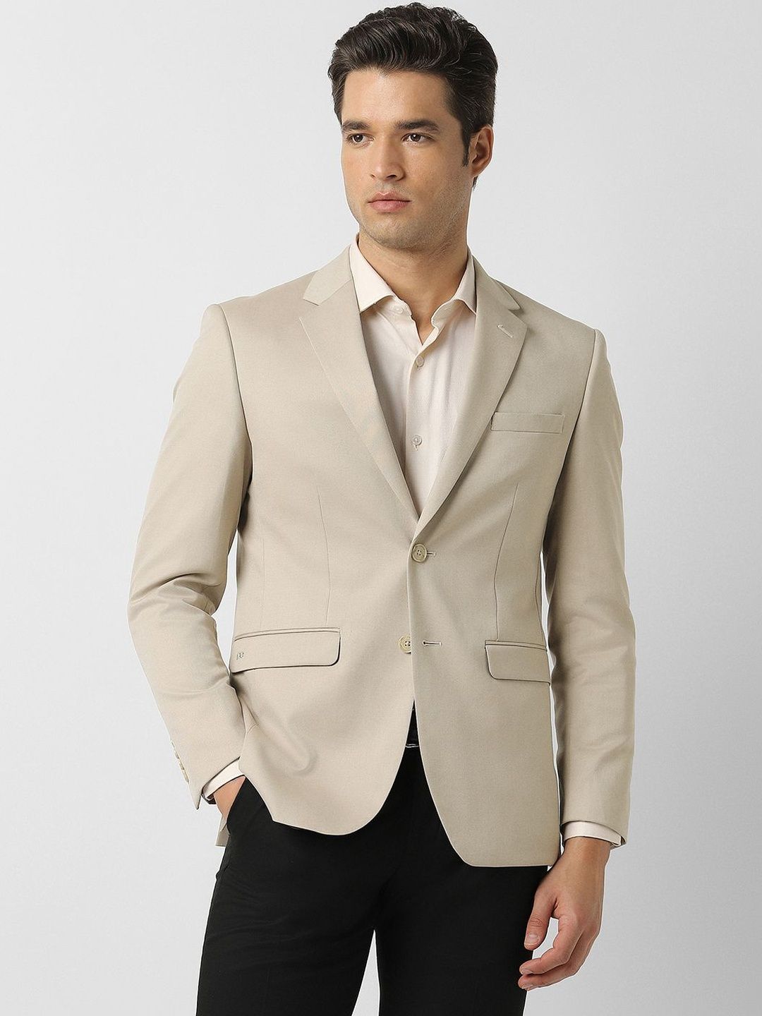 Peter England Elite Notched Lapel Single-Breasted Slim Fit Formal Blazers-picture-25