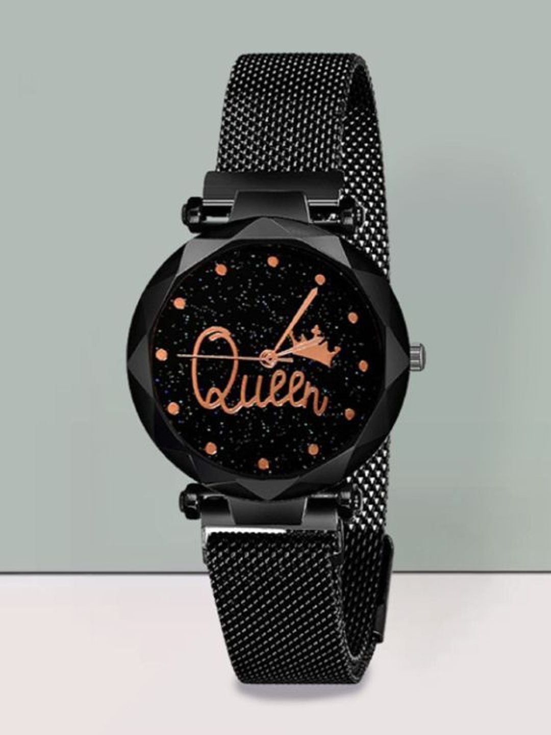 Blutech Unisex Kids Dial & Stainless Steel Straps Watch Queen Printed Black Magnet_11-picture-19