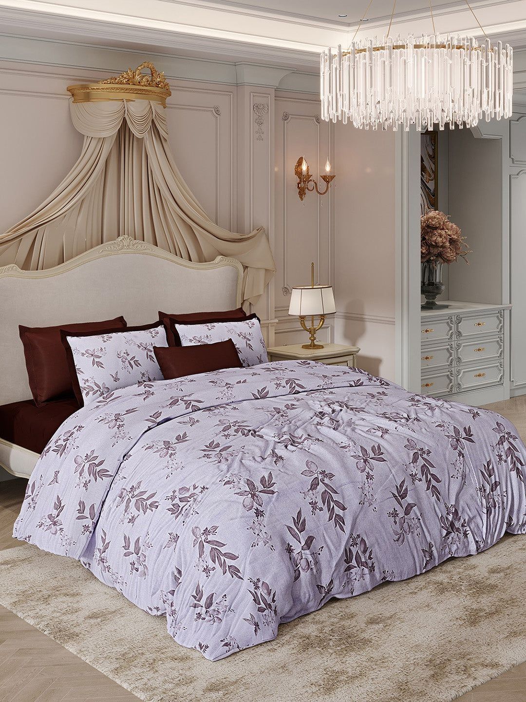 Monte Carlo Multicoloured Cotton 7 Piece Double King Superfine Bedding Set-picture-12