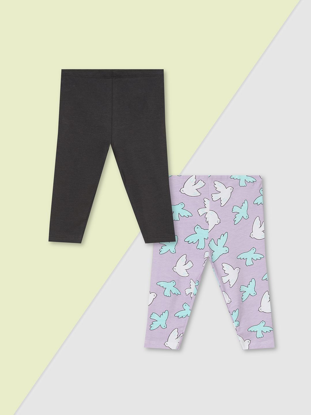 max Girls Pack of 2 Cotton Blend Printed Ankle Length Leggings-picture-53