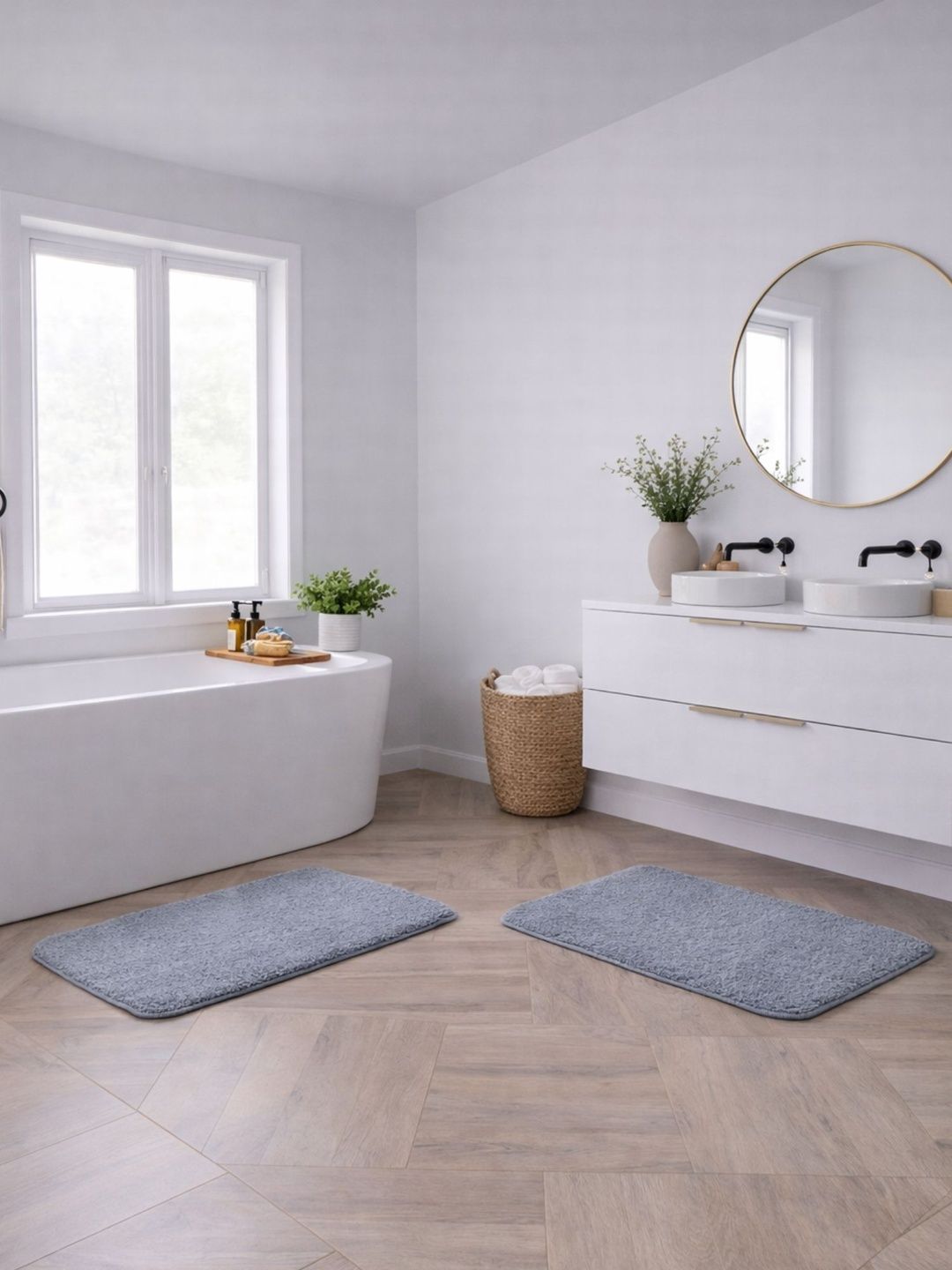 OBSESSIONS Pack Of 2 Grey Bath Rugs-image-16