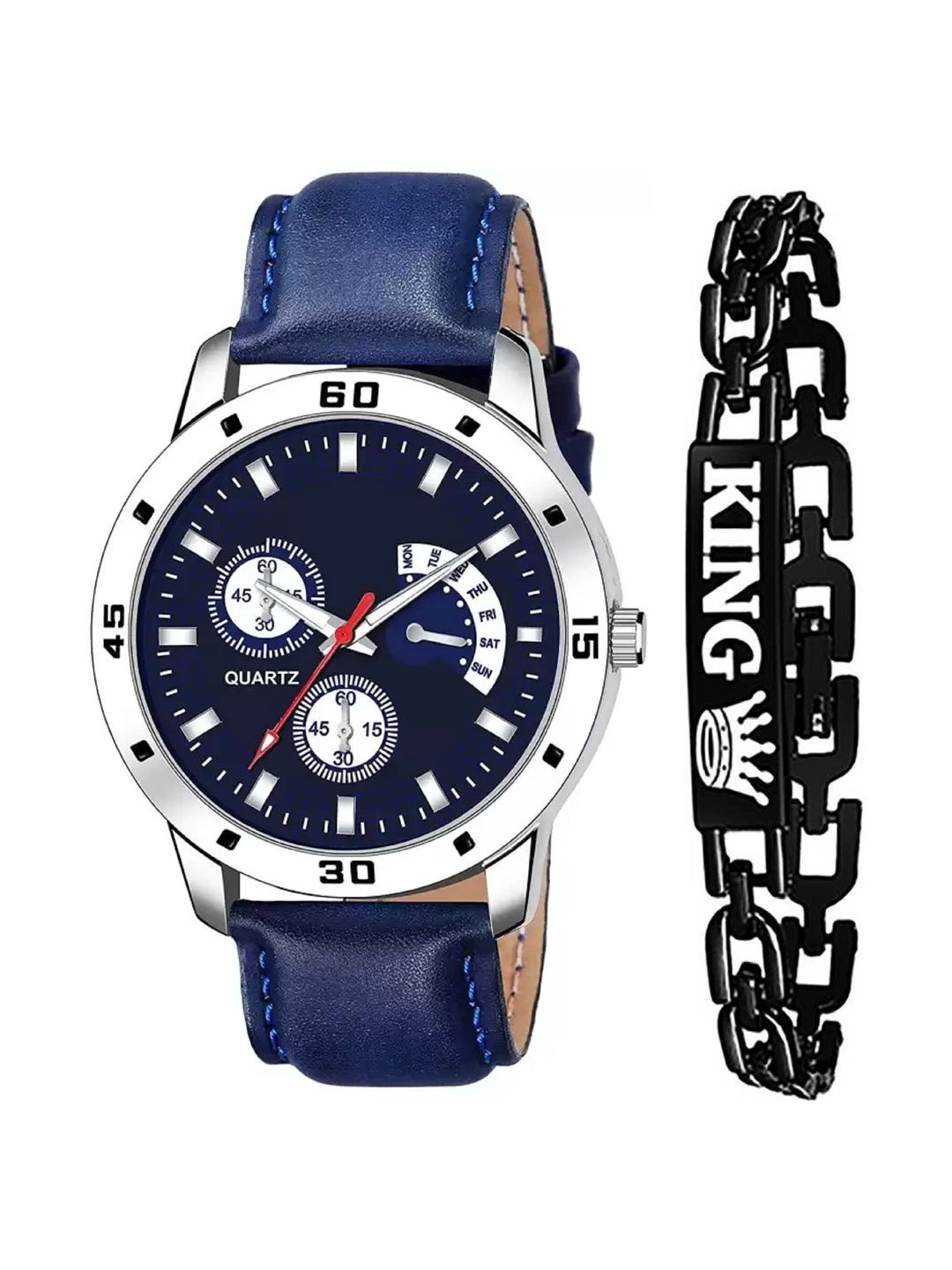 Blutech Men Dial & Stainless Steel Straps Watch M099 Blue and King Black Bracelet-picture-29