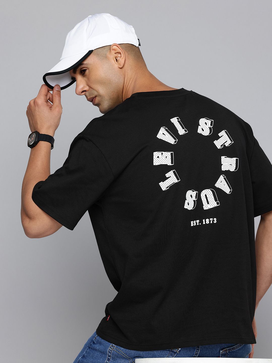 Levis Brand Logo Printed Drop-Shoulder Sleeves Pure Cotton Boxy T-shirt-picture-16