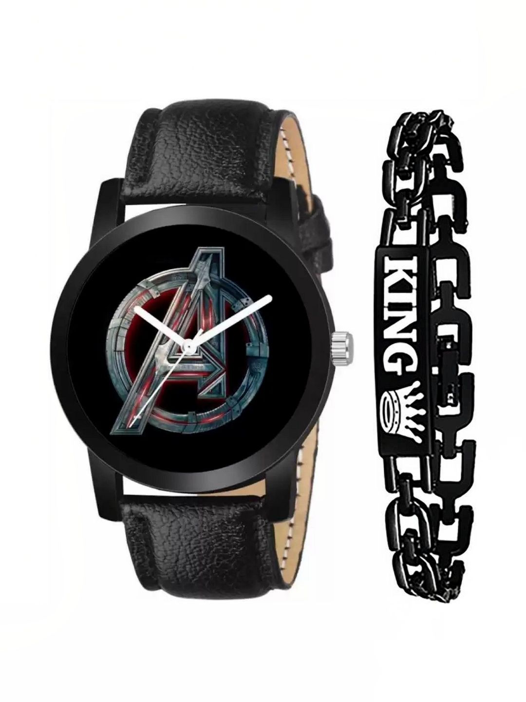 Blutech Unisex Kids Dial & Stainless Steel Straps Watch Avengers Black and King Black Bracelet-image-10